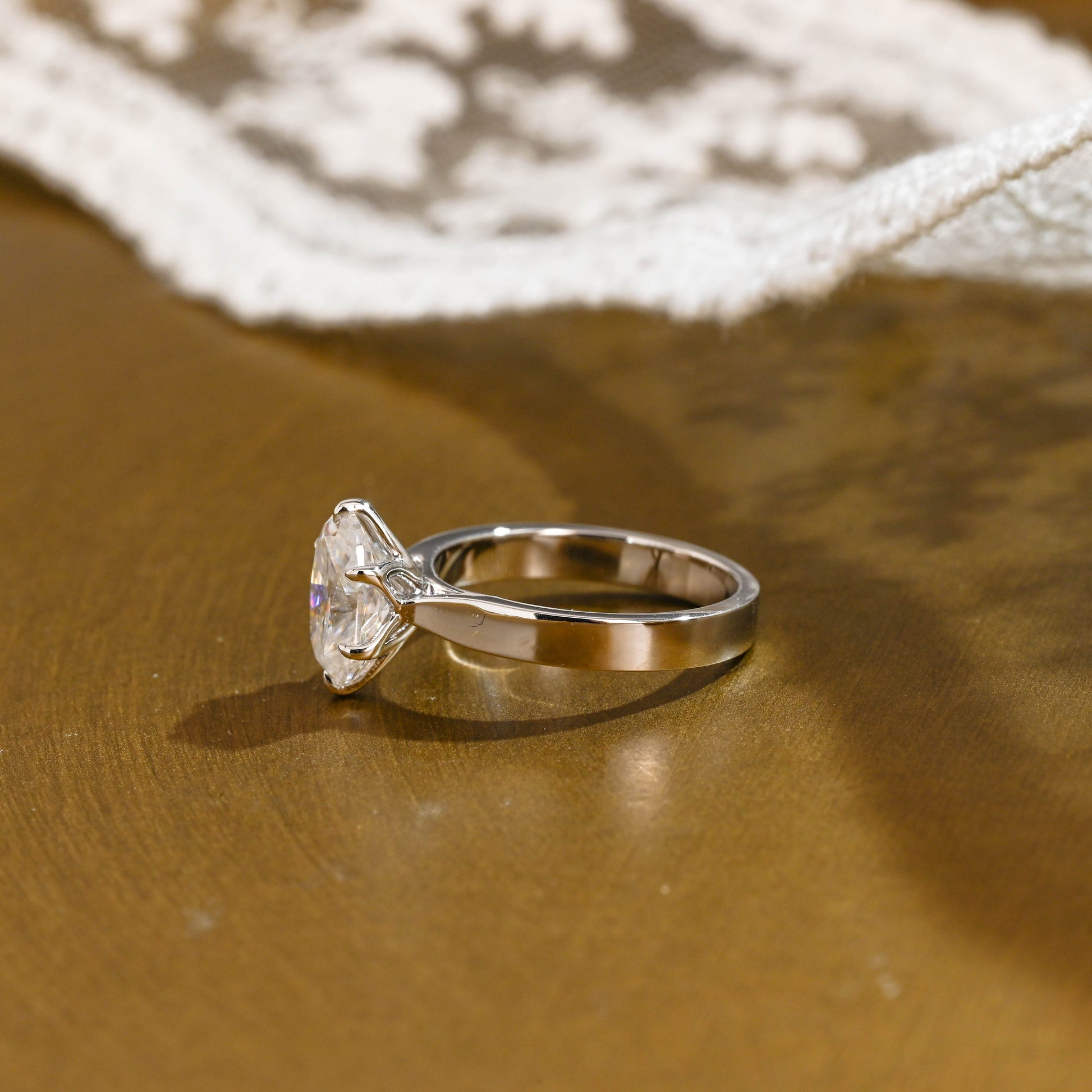 SquareJewelry oval cut moissanite engagement ring Solid Gold Solitaire Oval Cut Moissanite Engagement Ring