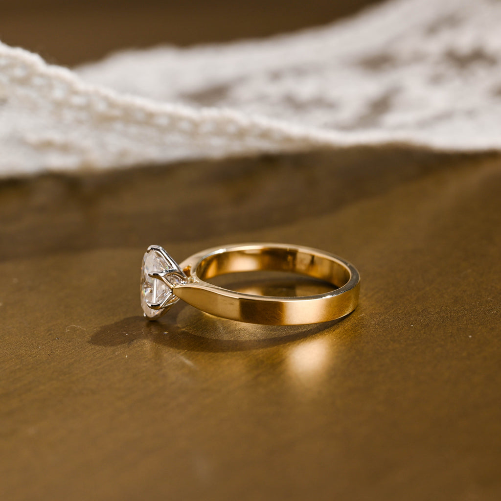SquareJewelry oval cut moissanite engagement ring Solid Gold Tulip Basket Two Tone 3mm Oval Cut Moissanite Engagement Ring