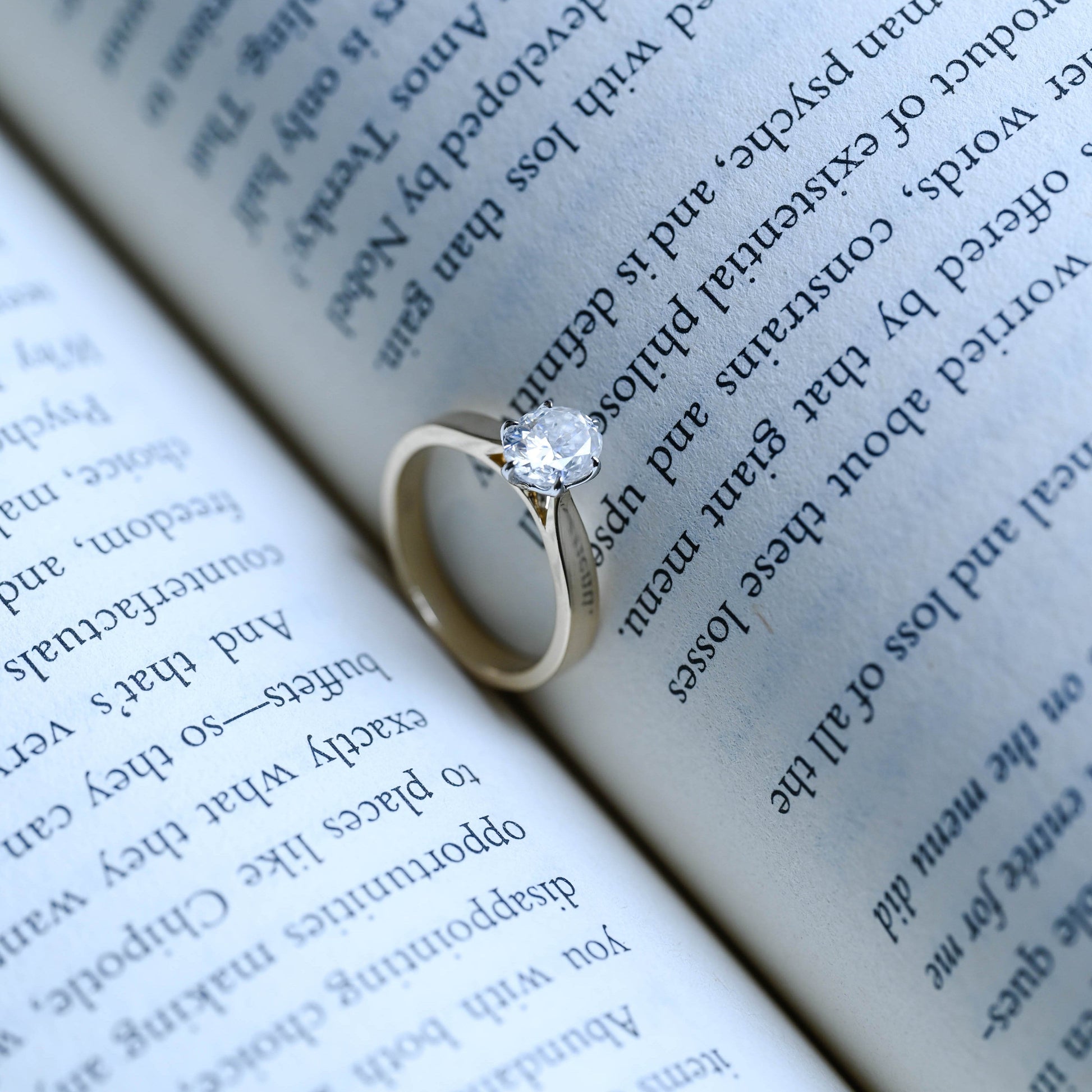 SquareJewelry oval cut moissanite engagement ring Solid Gold Tulip Basket Two Tone 3mm Oval Cut Moissanite Engagement Ring