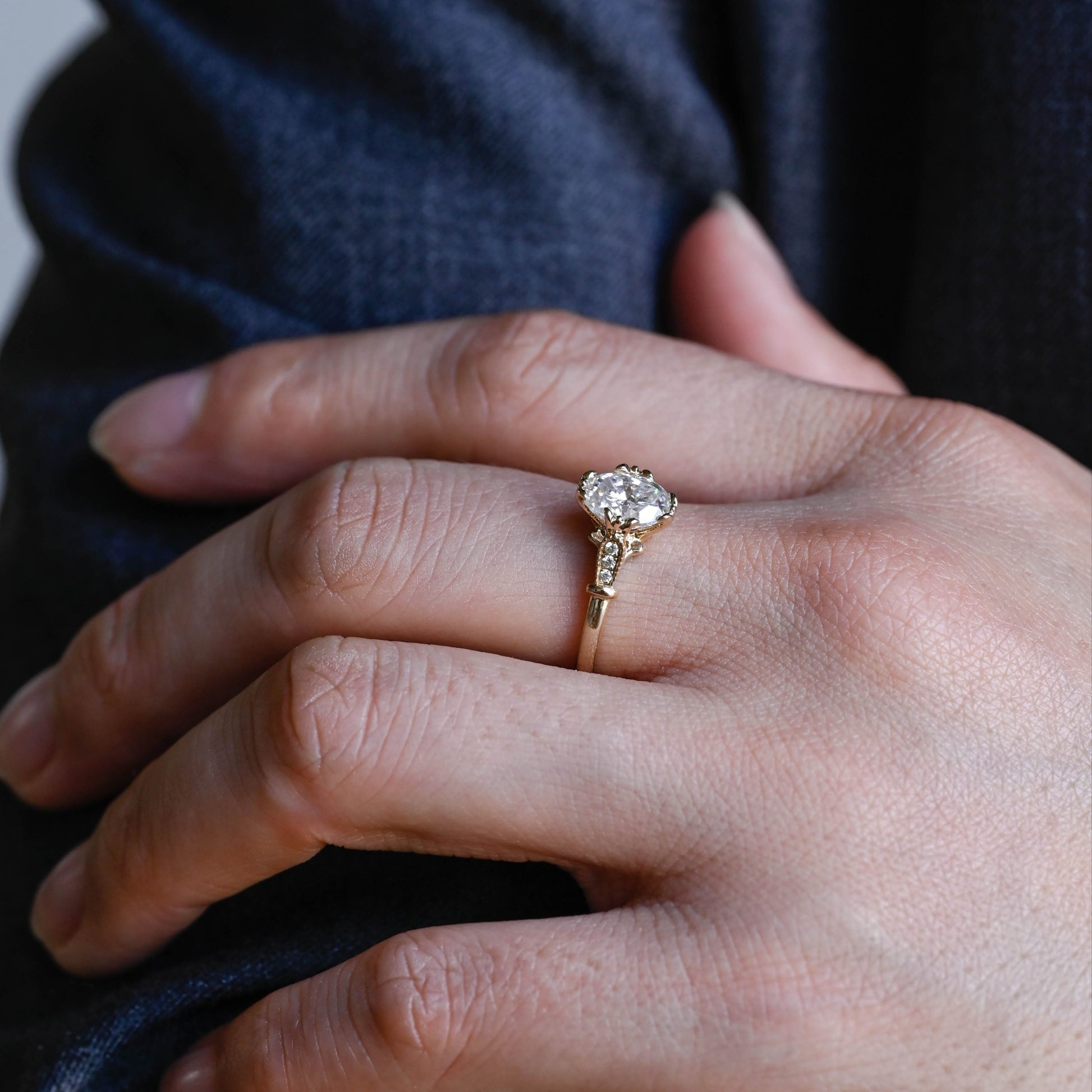 SquareJewelry oval cut moissanite engagement ring Solid Gold Vintage Inspired Filigree Oval Moissanite Engagement Ring