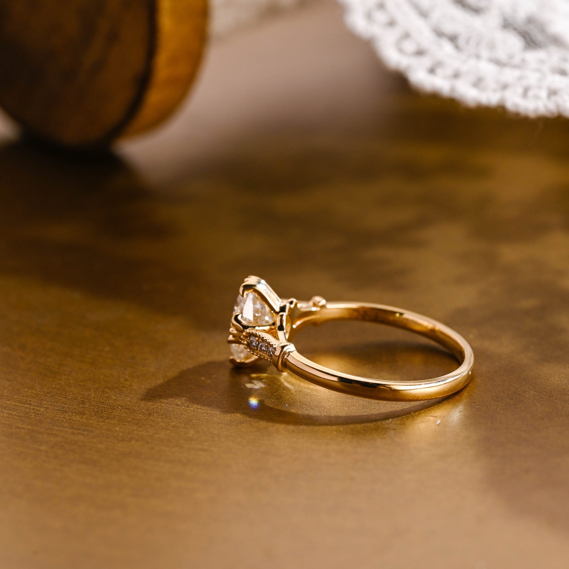 SquareJewelry oval cut moissanite engagement ring Solid Gold Vintage Inspired Filigree Oval Moissanite Engagement Ring