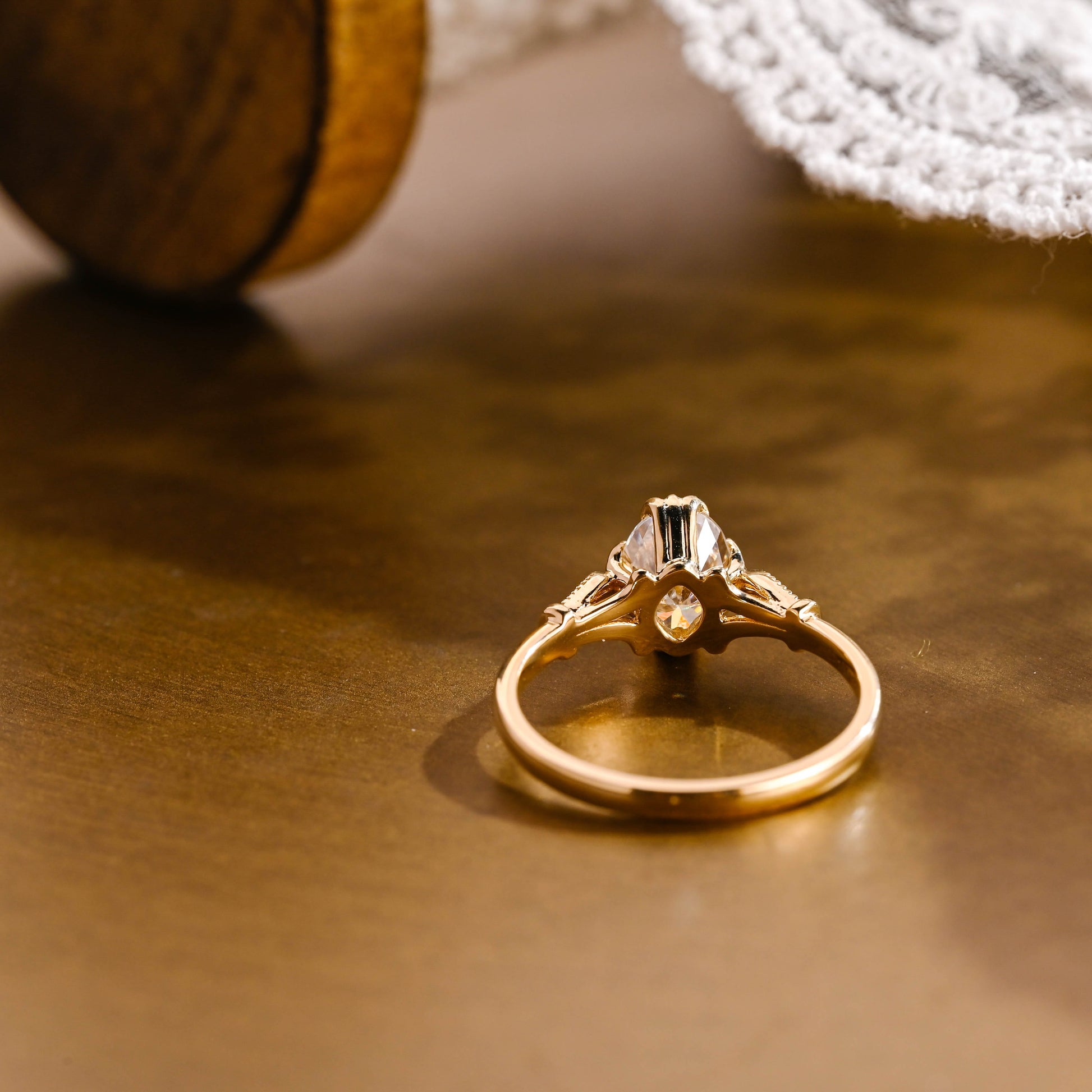 SquareJewelry oval cut moissanite engagement ring Solid Gold Vintage Inspired Filigree Oval Moissanite Engagement Ring