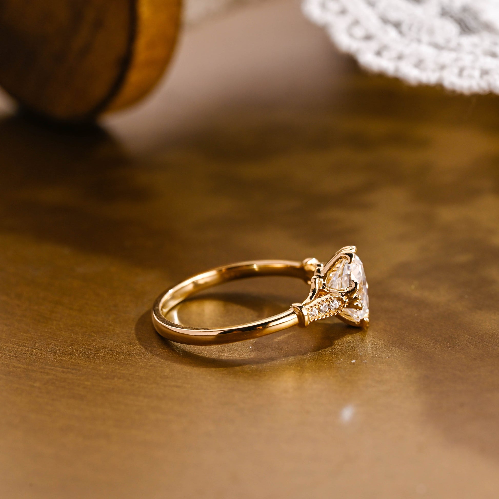 SquareJewelry oval cut moissanite engagement ring Solid Gold Vintage Inspired Filigree Oval Moissanite Engagement Ring