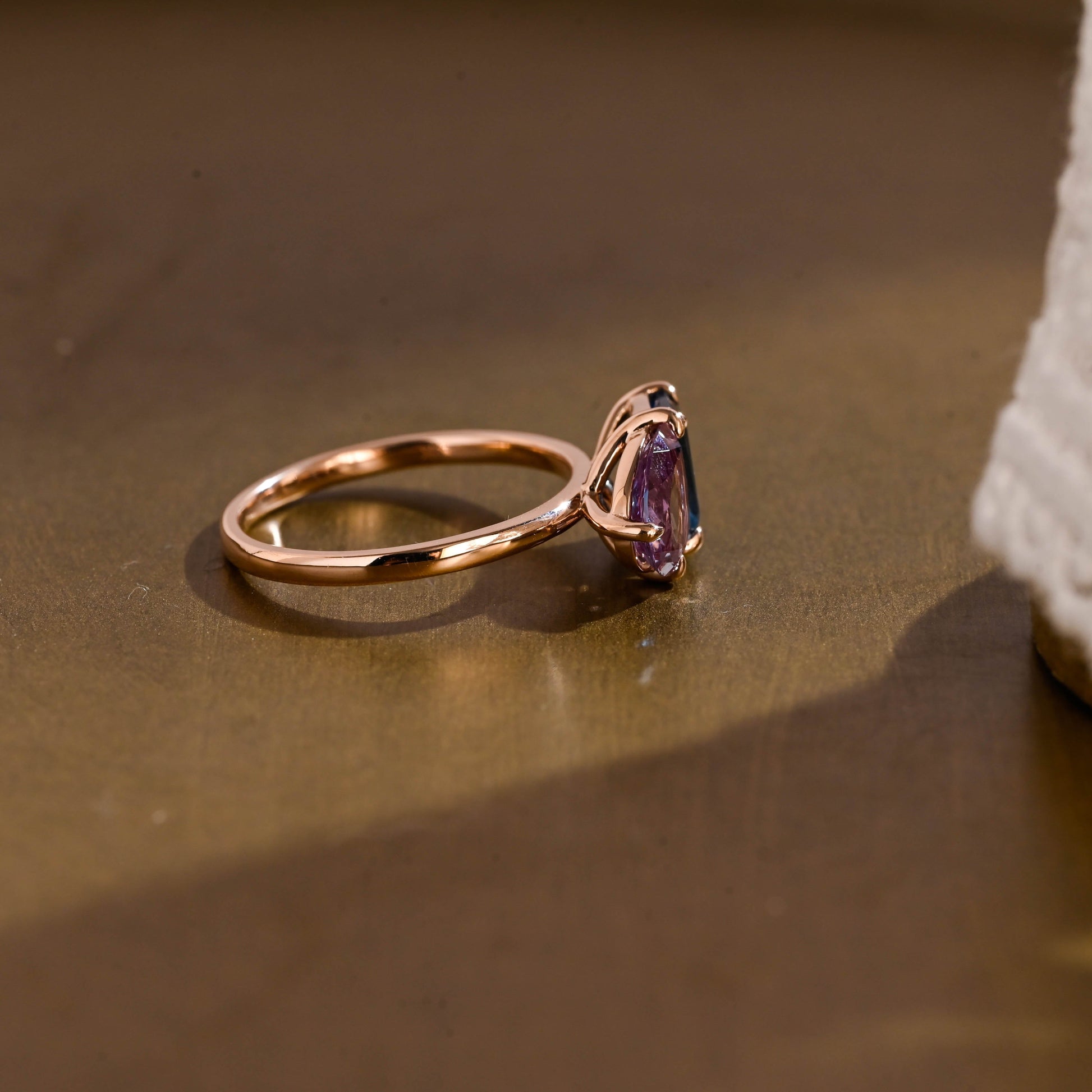 SquareJewelry Pear cut lab grown alexandrite engagement ring Solid Gold Toi et Moi Emerald Cut Topaz & Pear Lab Grown Alexandrite Engagement Ring