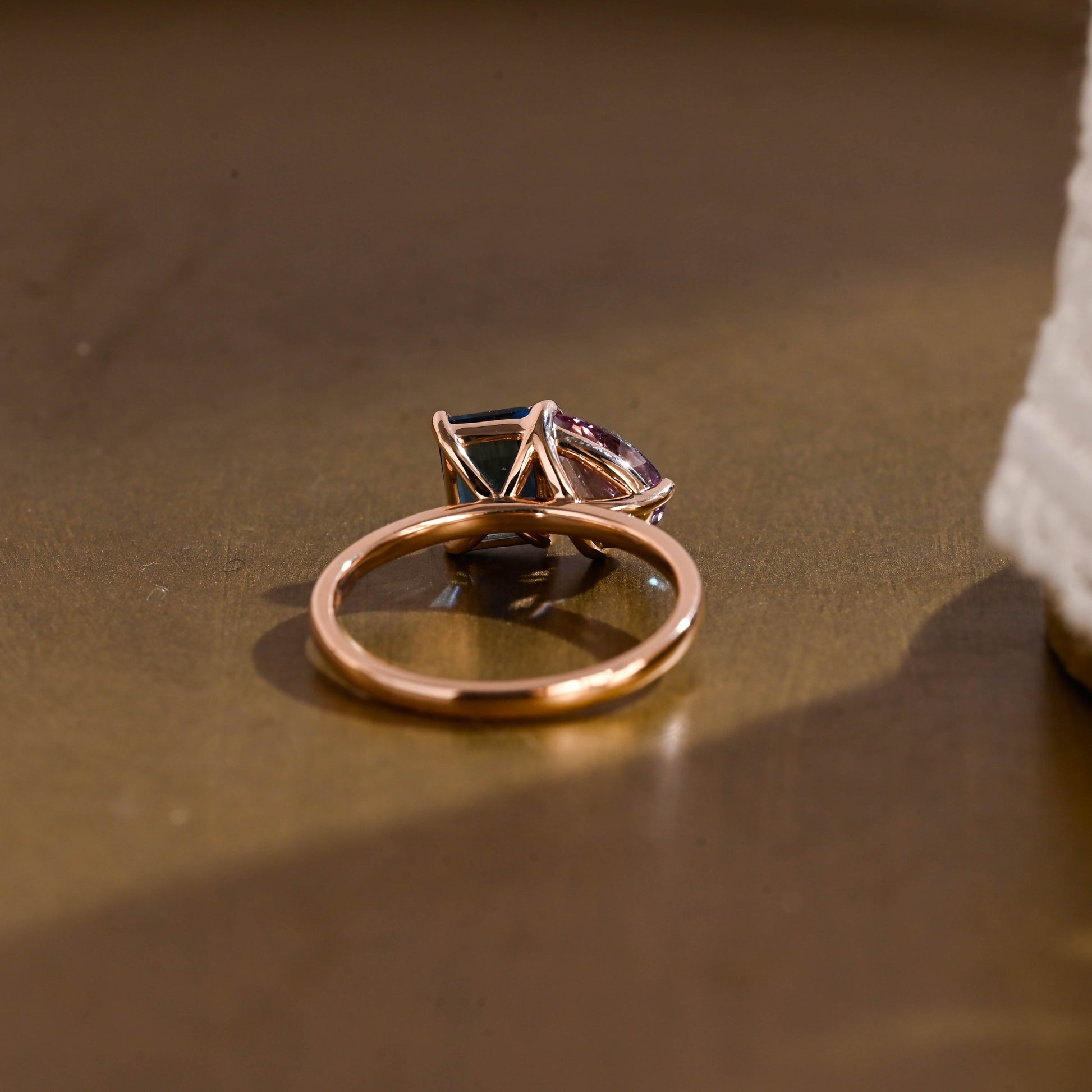 SquareJewelry Pear cut lab grown alexandrite engagement ring Solid Gold Toi et Moi Emerald Cut Topaz & Pear Lab Grown Alexandrite Engagement Ring