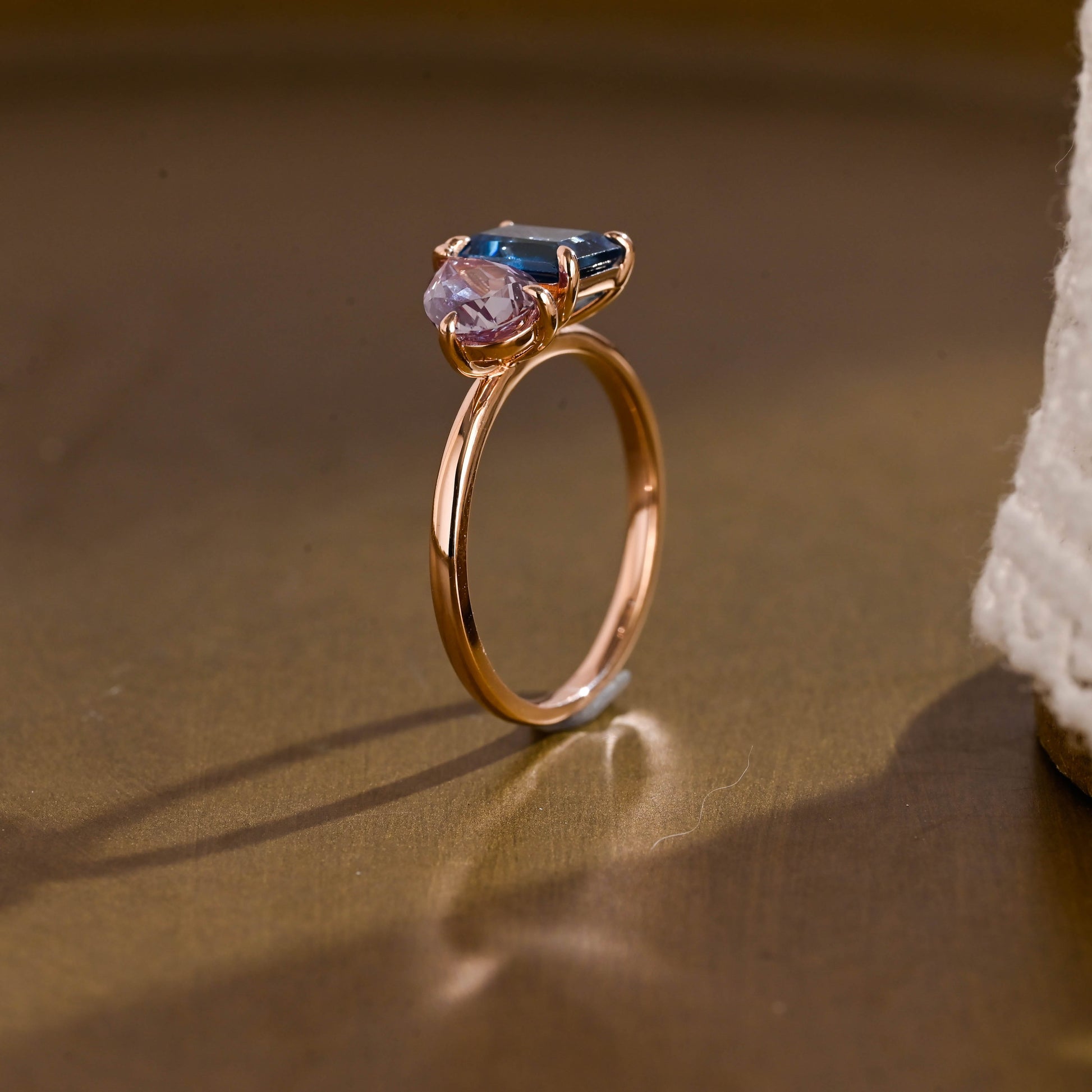 SquareJewelry Pear cut lab grown alexandrite engagement ring Solid Gold Toi et Moi Emerald Cut Topaz & Pear Lab Grown Alexandrite Engagement Ring