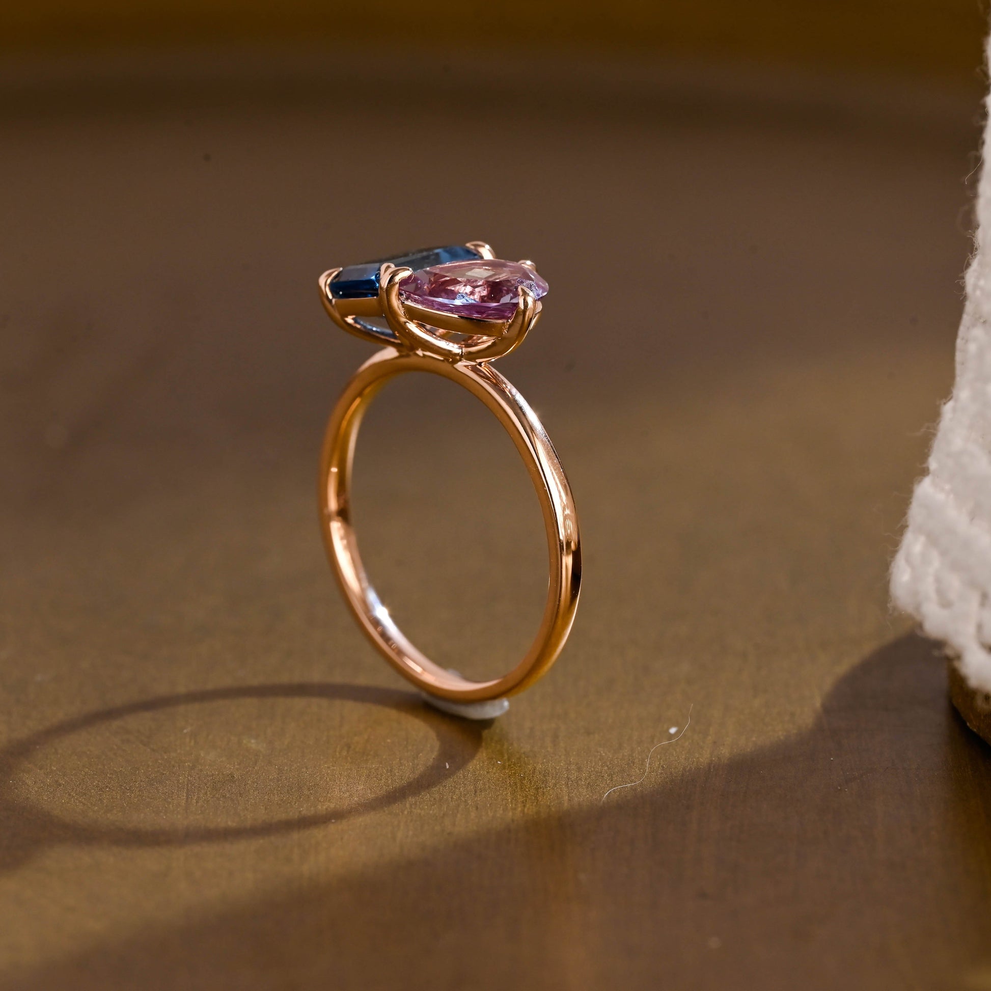 SquareJewelry Pear cut lab grown alexandrite engagement ring Solid Gold Toi et Moi Emerald Cut Topaz & Pear Lab Grown Alexandrite Engagement Ring