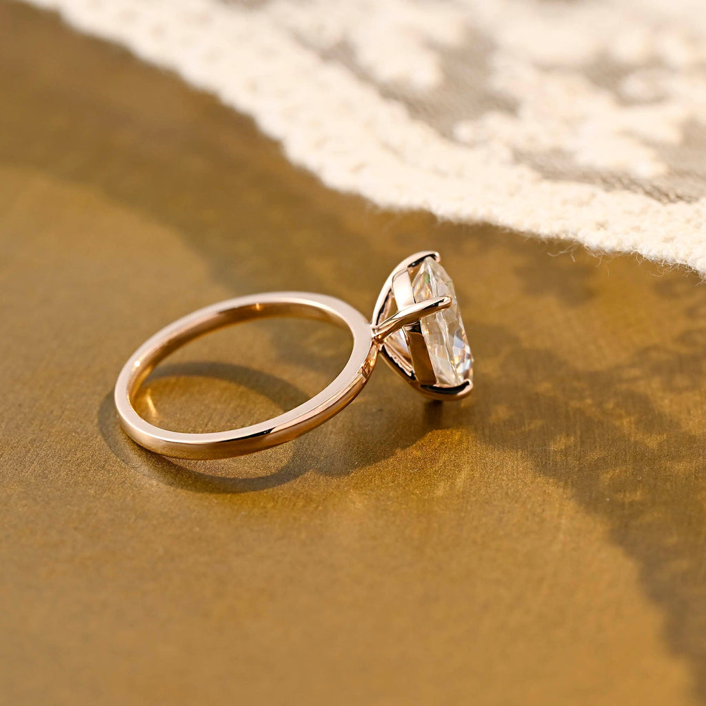 SquareJewelry pear cut moissanite engagement ring Solid Gold 4 Prongs Solitaire Pear Cut Moissanite Engagement Ring