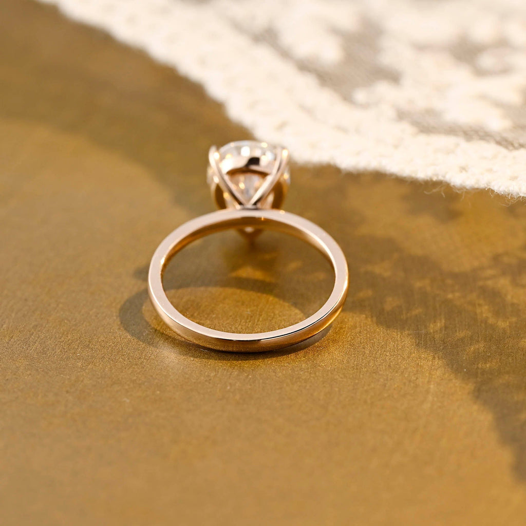 SquareJewelry pear cut moissanite engagement ring Solid Gold 4 Prongs Solitaire Pear Cut Moissanite Engagement Ring
