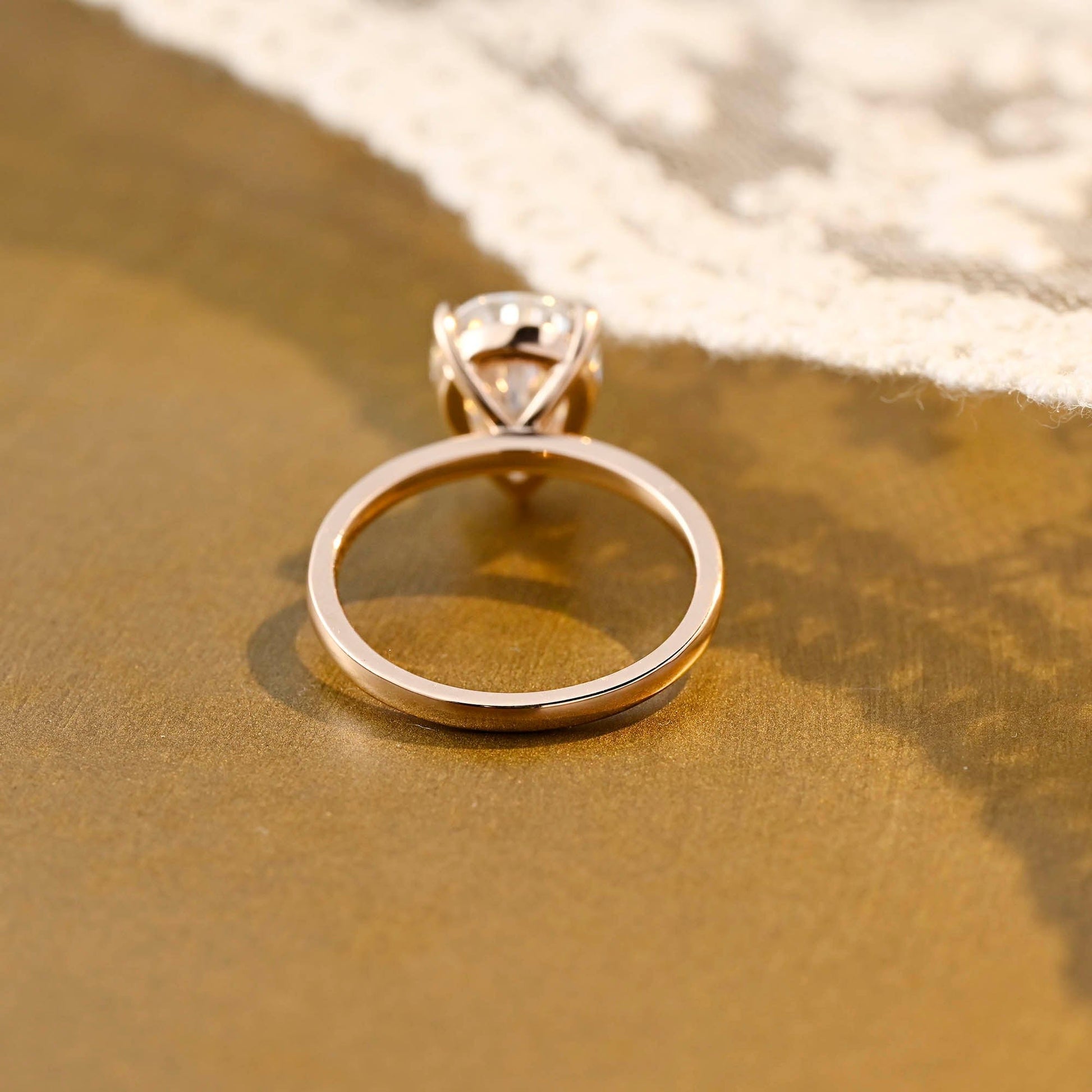 SquareJewelry pear cut moissanite engagement ring Solid Gold 4 Prongs Solitaire Pear Cut Moissanite Engagement Ring
