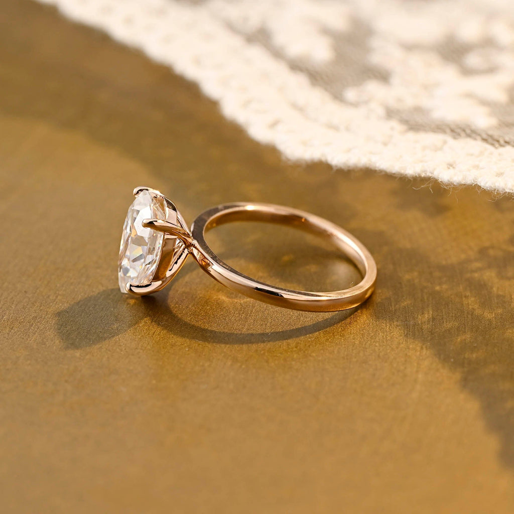 SquareJewelry pear cut moissanite engagement ring Solid Gold 4 Prongs Solitaire Pear Cut Moissanite Engagement Ring