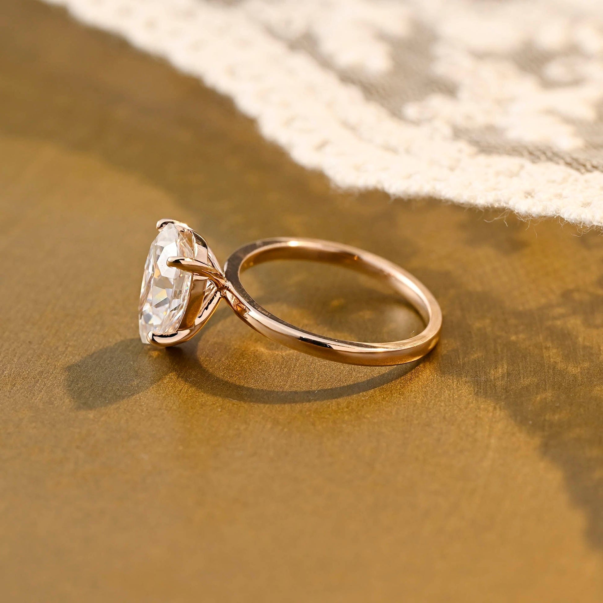 SquareJewelry pear cut moissanite engagement ring Solid Gold 4 Prongs Solitaire Pear Cut Moissanite Engagement Ring