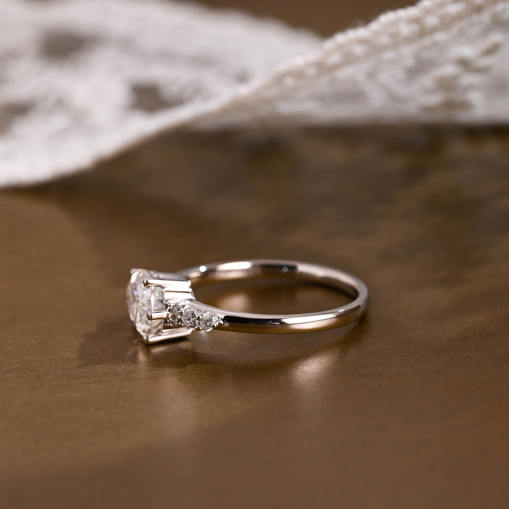 SquareJewelry pear cut moissanite engagement ring Solid Gold Horizon Pear Cut Moissanite Engagement Ring