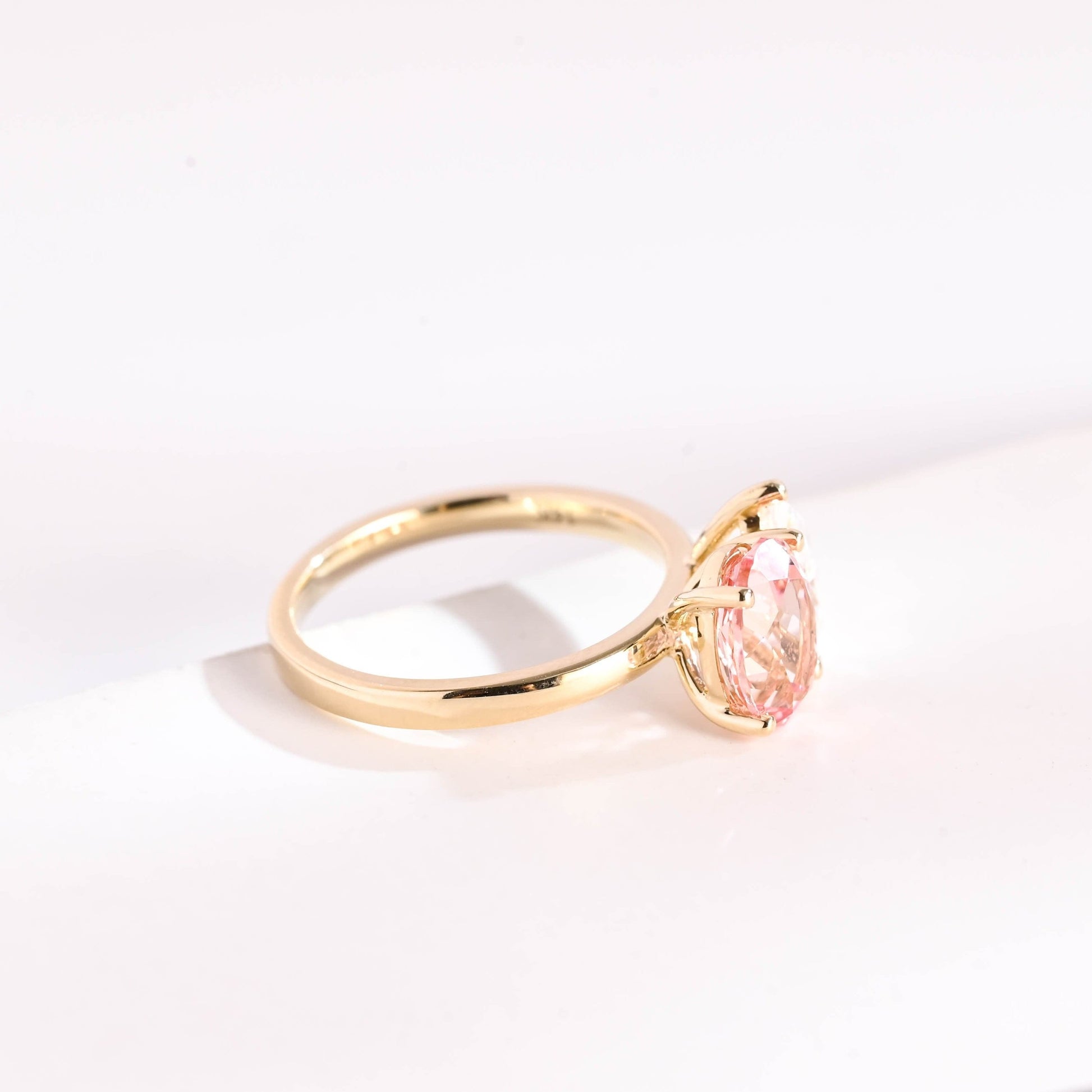 SquareJewelry pear cut moissanite engagement ring Solid Gold Toi et Moi Oval Lab Grown Pink Sapphire & Pear Moissanite Engagement Ring