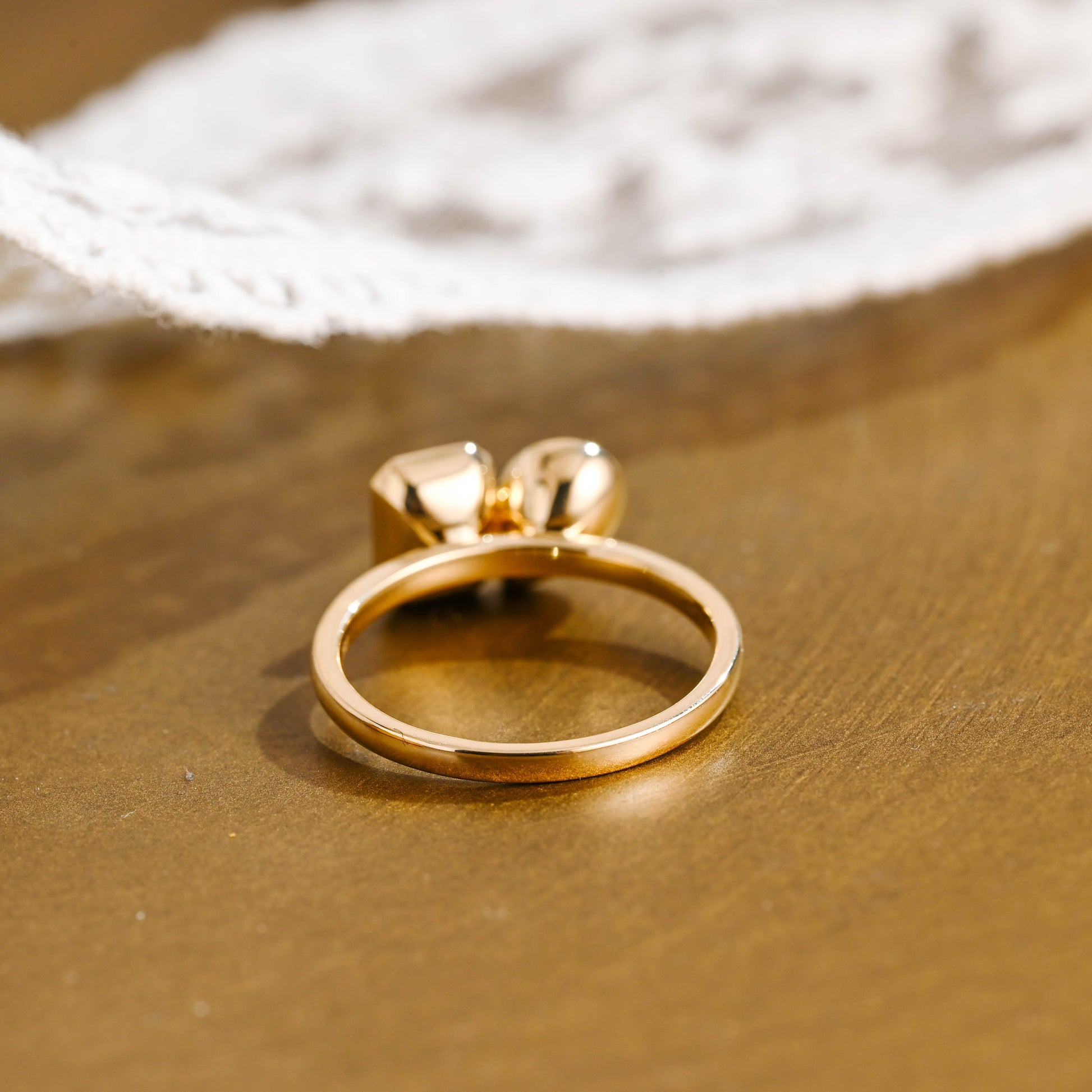 SquareJewelry pear cut moissanite engagement ring Solid Gold Toi Et Moi Yellow Emerald Cut Lab Sapphire & Pear Cut Moissanite Engagement Ring