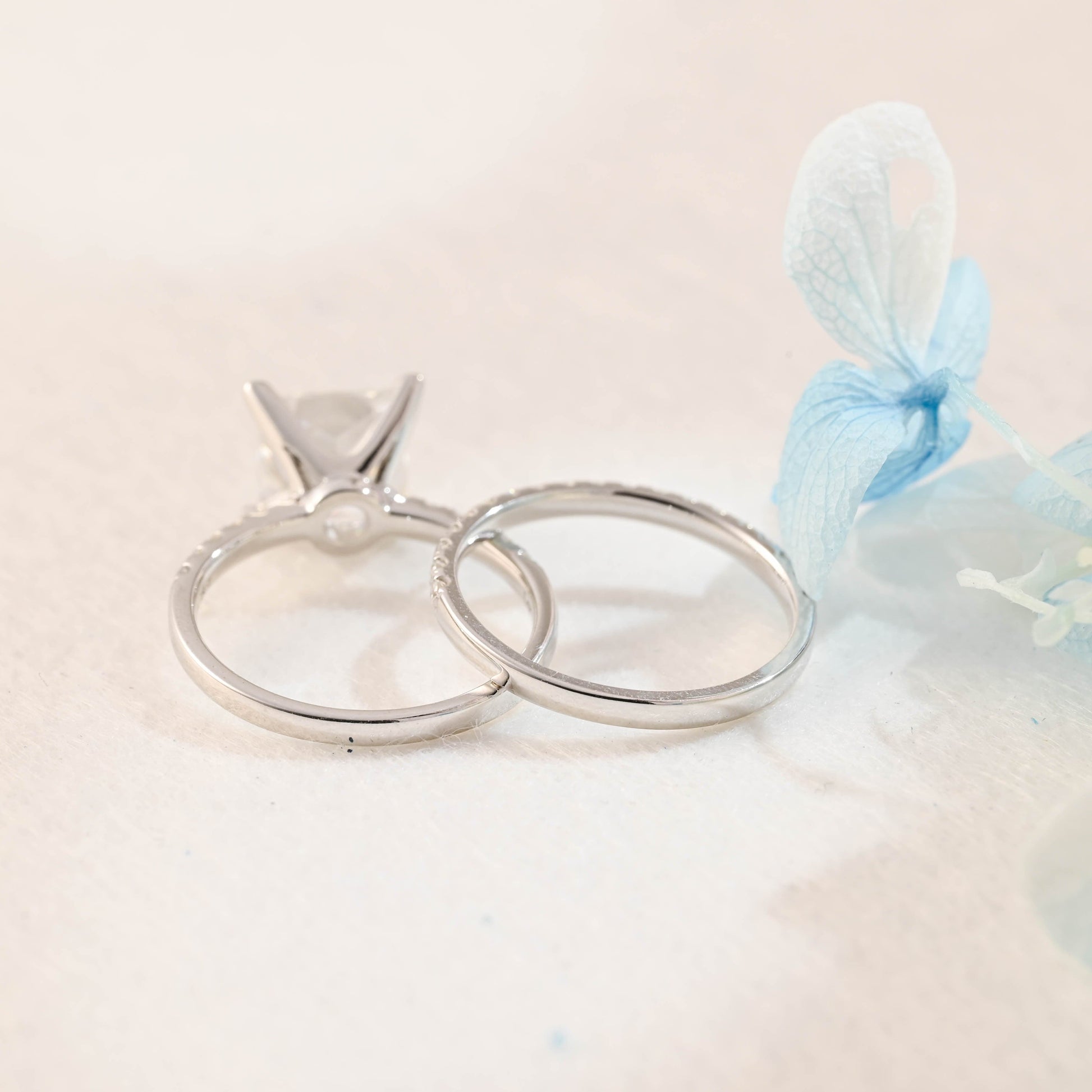 SquareJewelry Princess cut bridal set Solid Gold Princess Cut Moissainte Wedding Ring Set