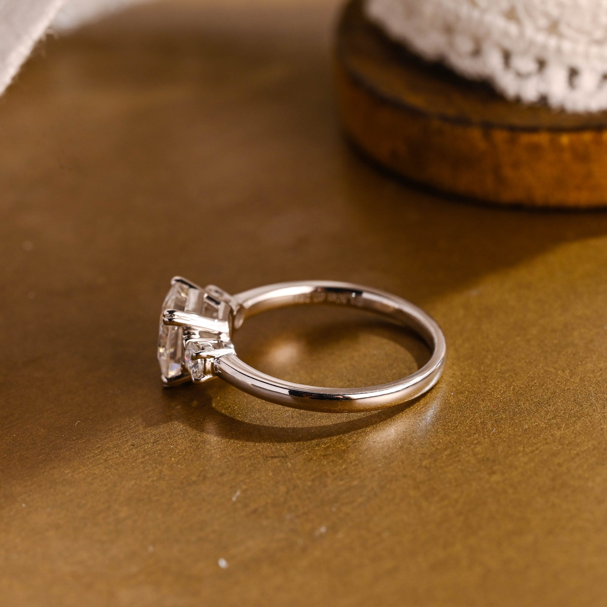 SquareJewelry princess cut moissanite engagement ring Solid Gold Radiant Moissanite Engagement Ring, Marquise Accents