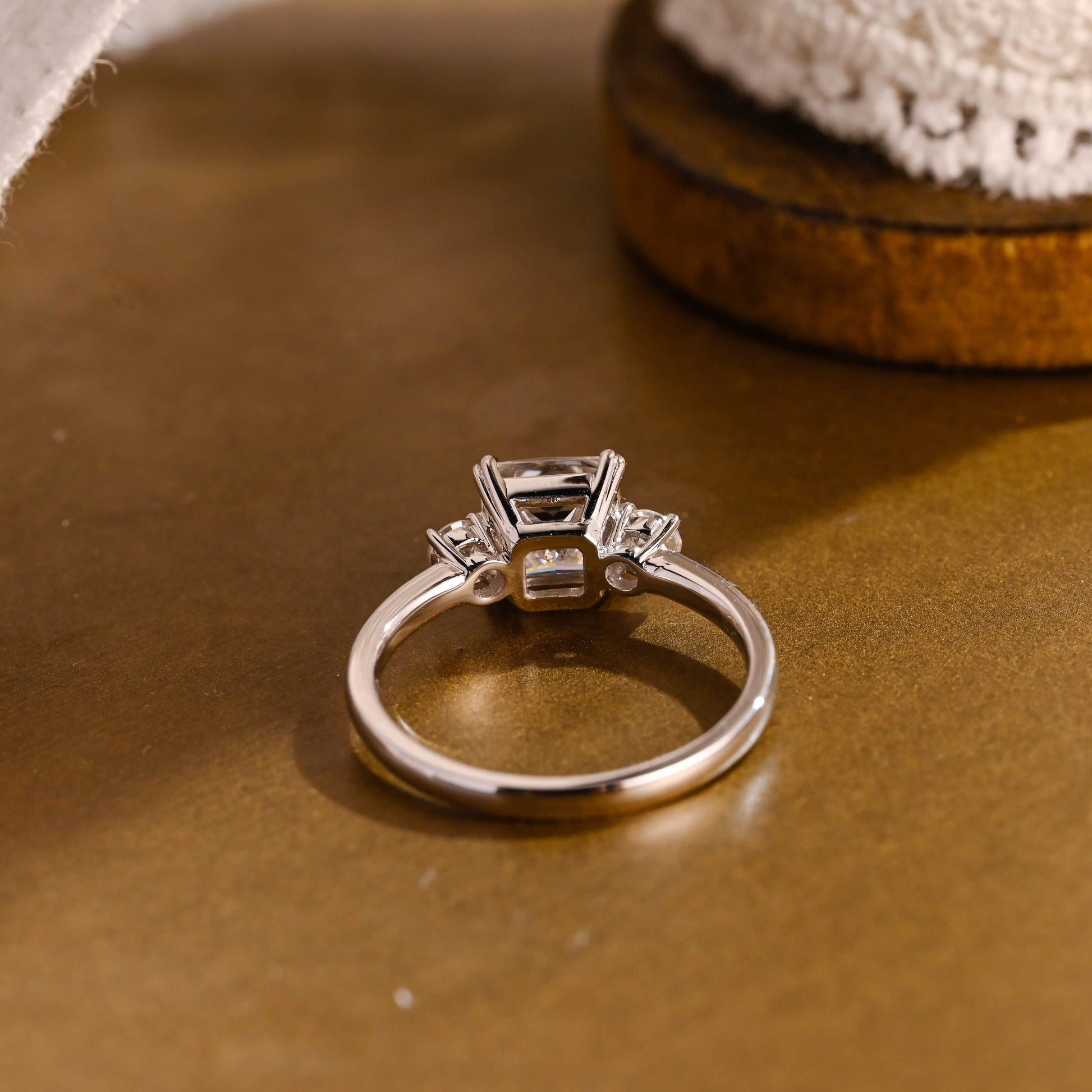 SquareJewelry princess cut moissanite engagement ring Solid Gold Radiant Moissanite Engagement Ring, Marquise Accents