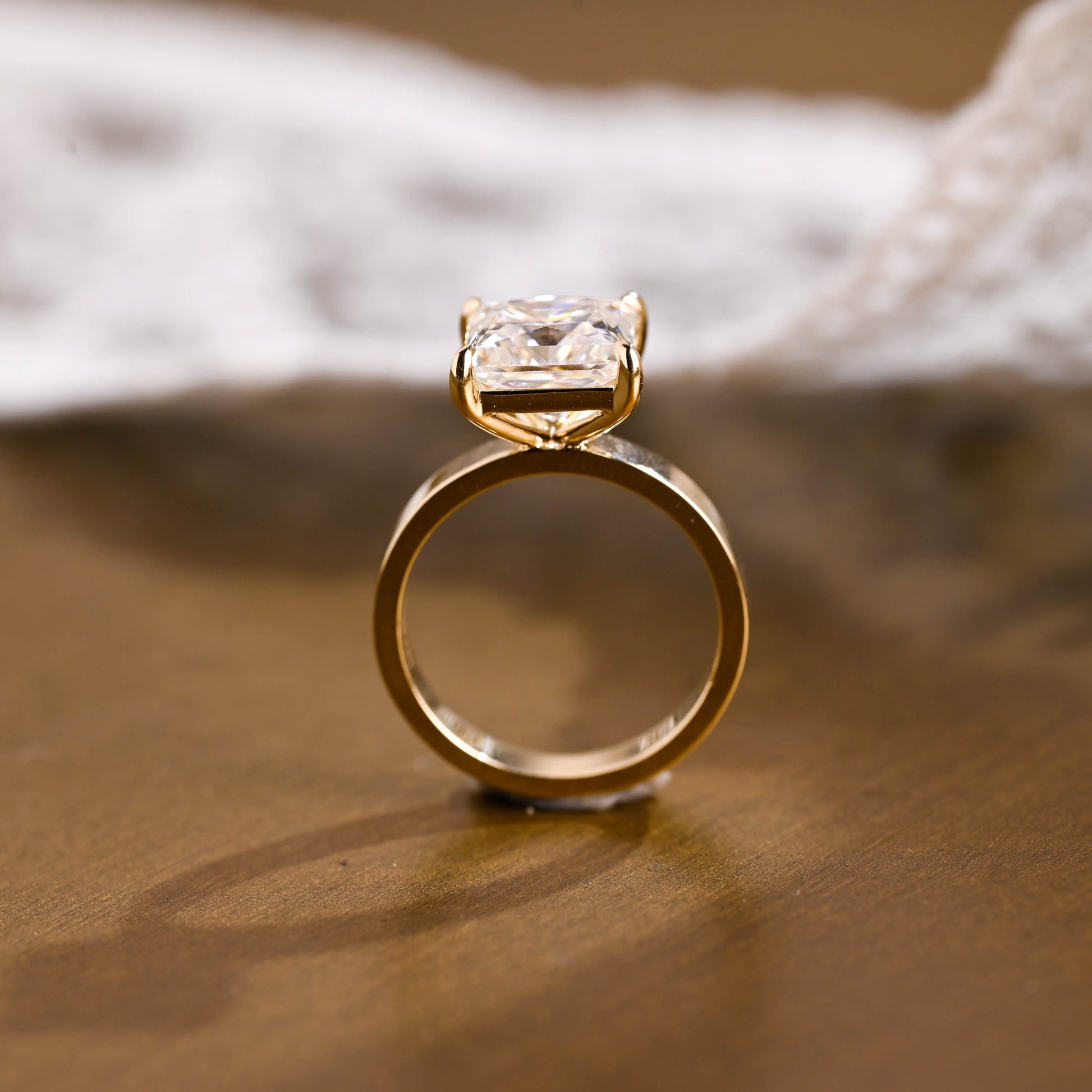 SquareJewelry princess cut moissanite engagement ring Solid Gold Solitaire Princess Cut Moissanite Engagement Ring