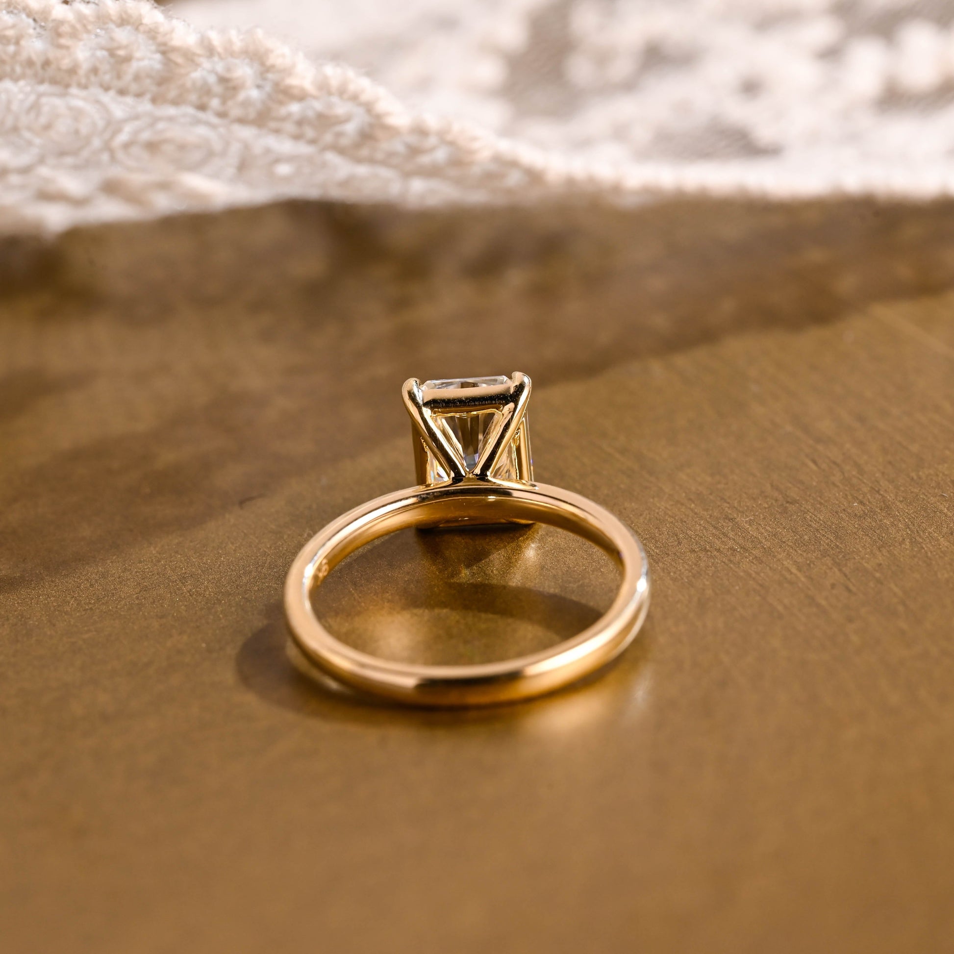 SquareJewelry radiant cut moissanite engagement ring Solid Gold Solitaire Radiant Cut Moissanite Engagement Ring