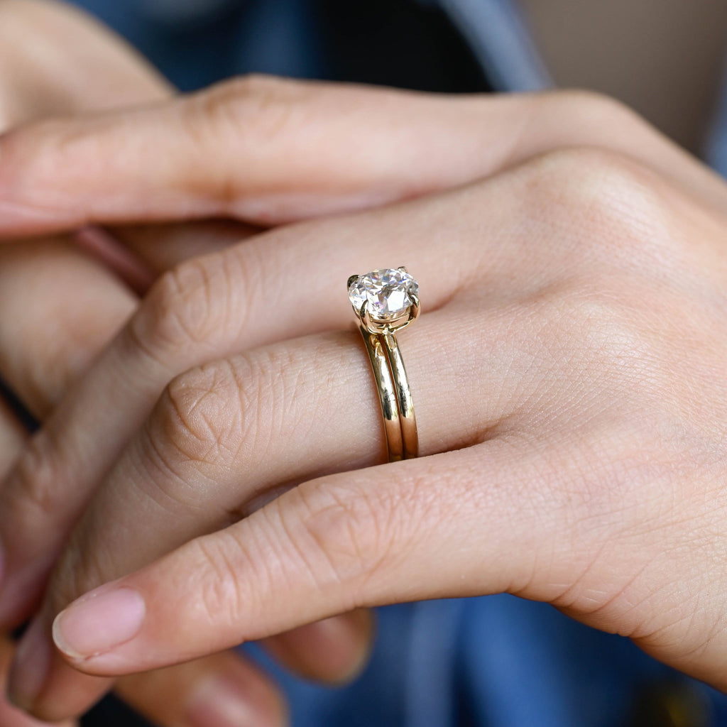 SquareJewelry round cut bridal set Solid Gold Dainty Solitaire Round Cut Moissanite Wedding Ring Set