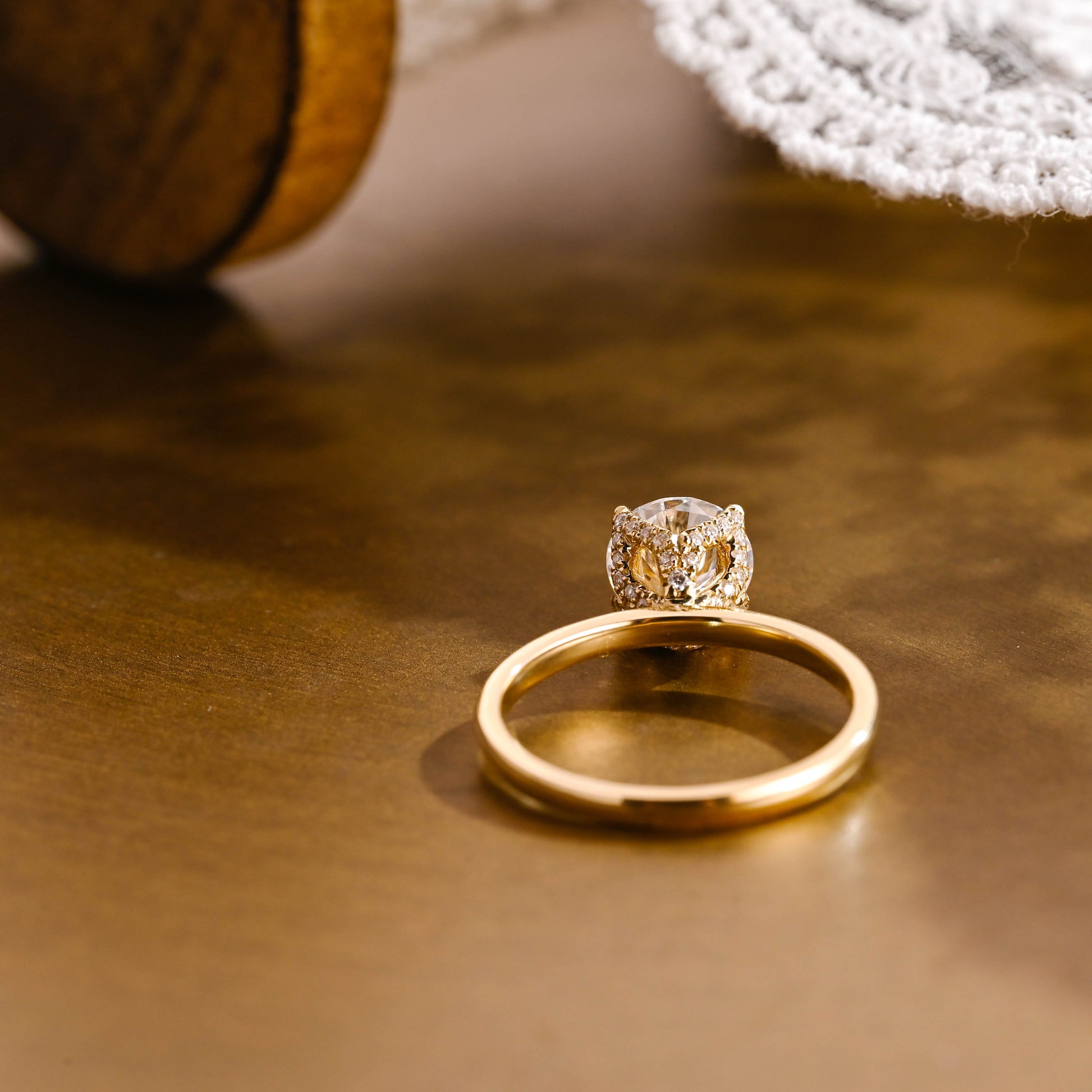 SquareJewelry round cut moissanite engagement ring Solid Gold Paved Tulip Round Cut Moissanite Engagement Ring