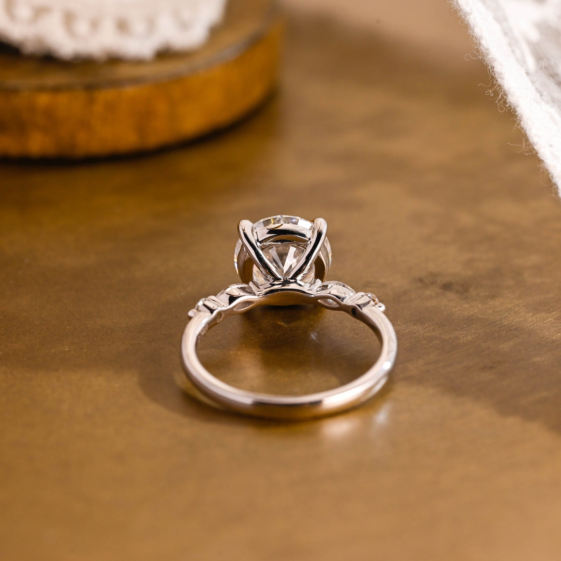 SquareJewelry round cut moissanite engagement ring Solid Gold Round Cut Moissanite Engagement Ring