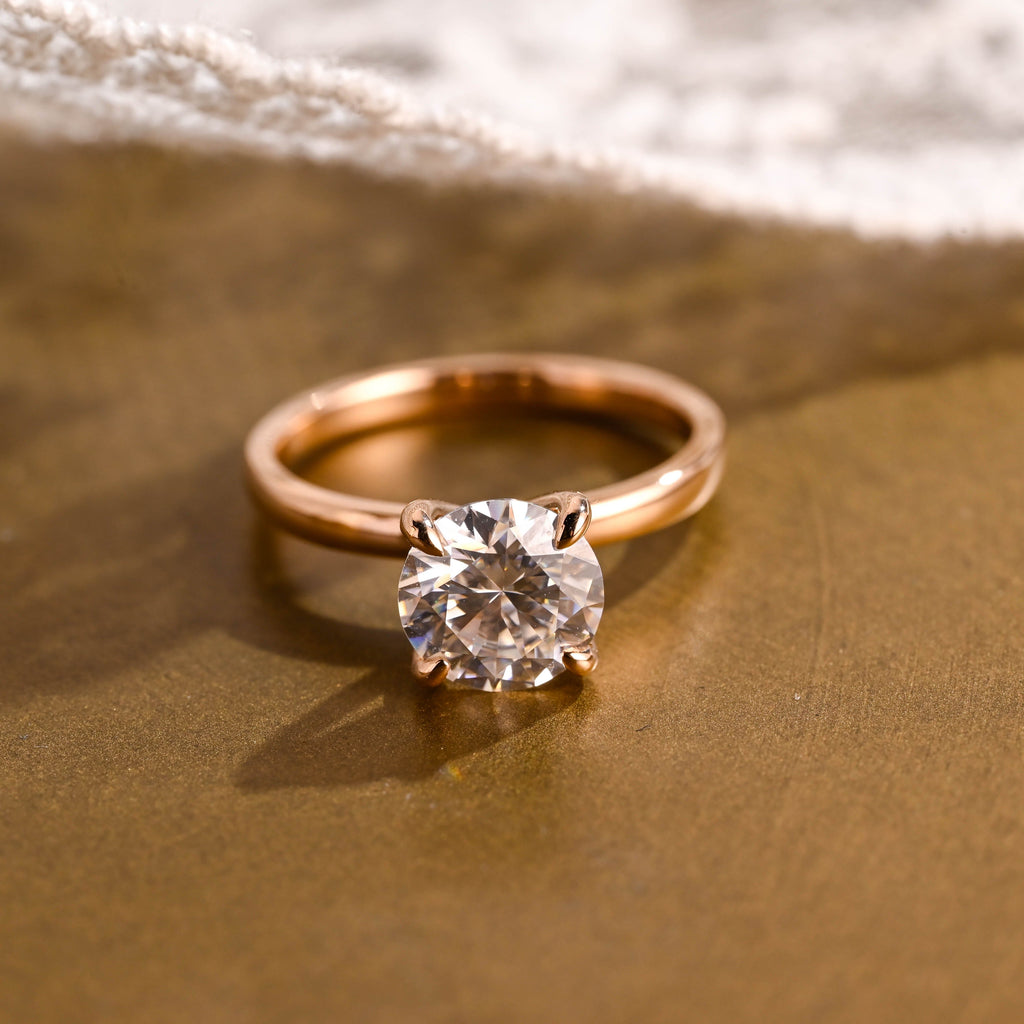 SquareJewelry round cut moissanite engagement ring Solitaire Round Cut Moissanite Engagement Ring