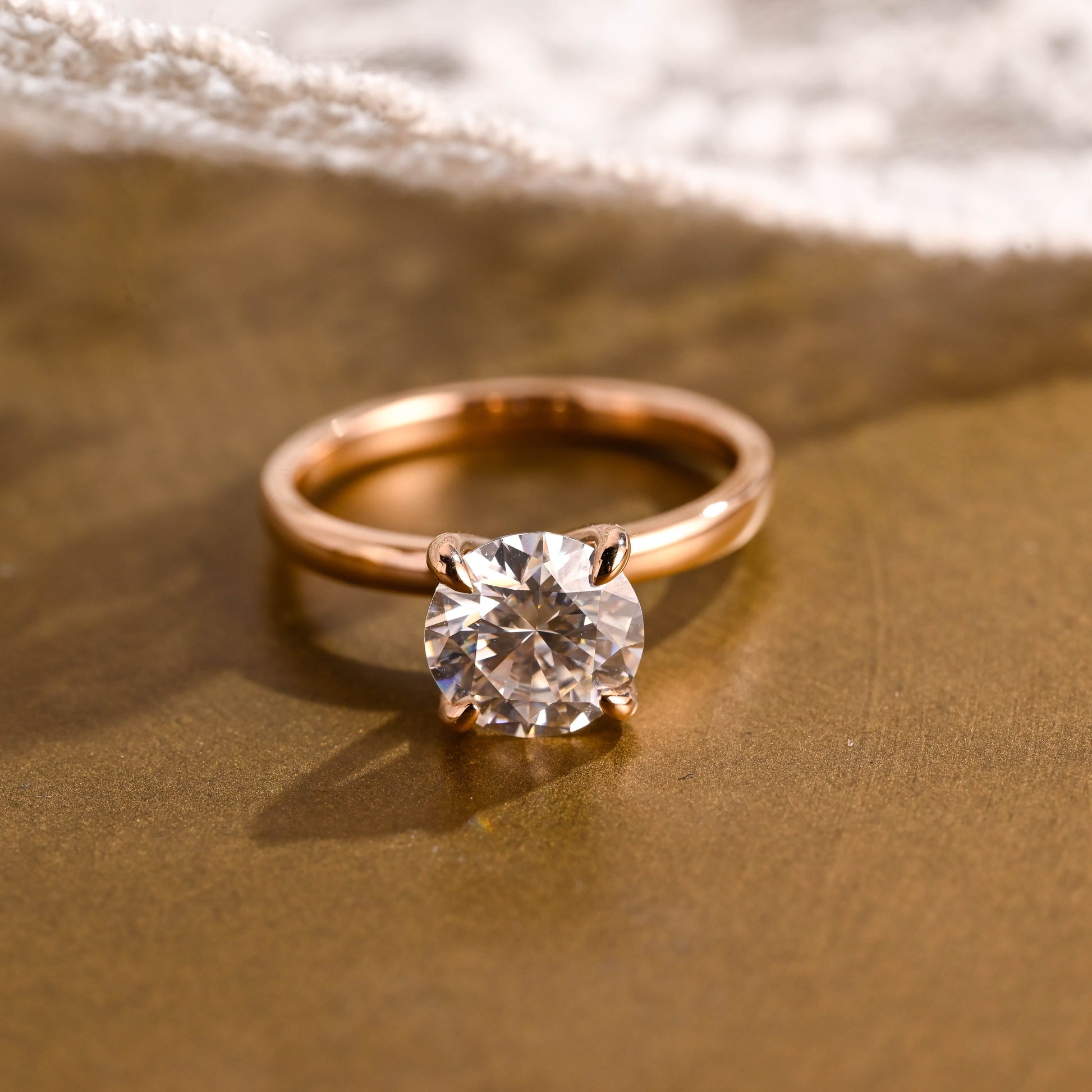 SquareJewelry round cut moissanite engagement ring Solitaire Round Cut Moissanite Engagement Ring