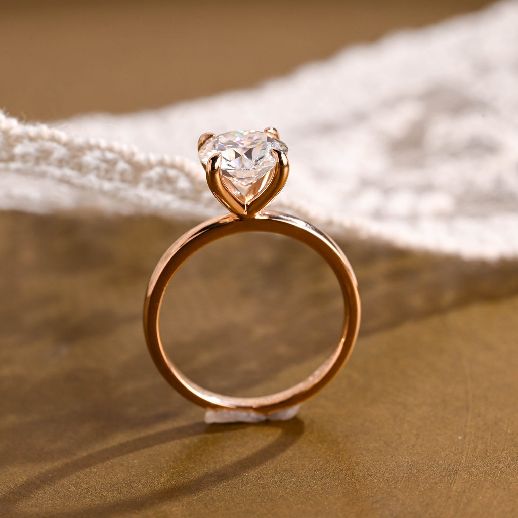 SquareJewelry round cut moissanite engagement ring Solitaire Round Cut Moissanite Engagement Ring