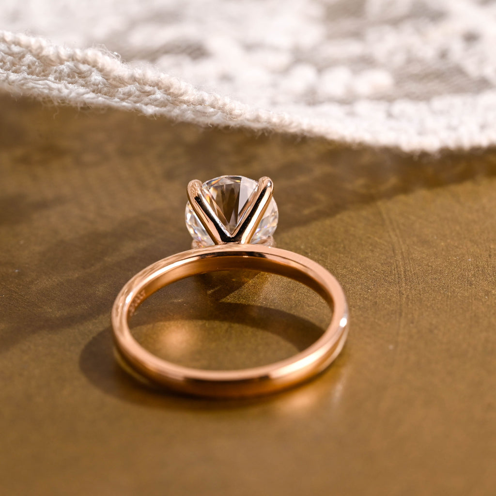SquareJewelry round cut moissanite engagement ring Solitaire Round Cut Moissanite Engagement Ring