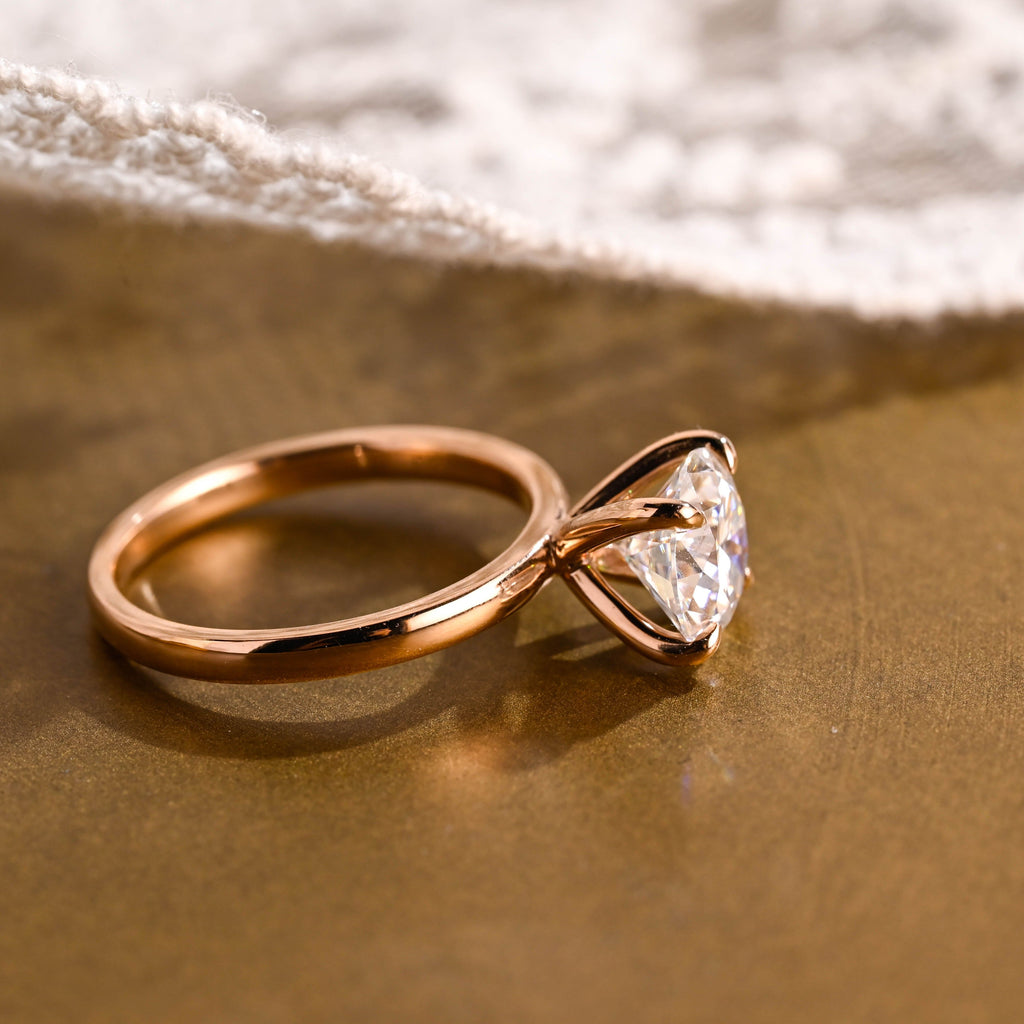 SquareJewelry round cut moissanite engagement ring Solitaire Round Cut Moissanite Engagement Ring