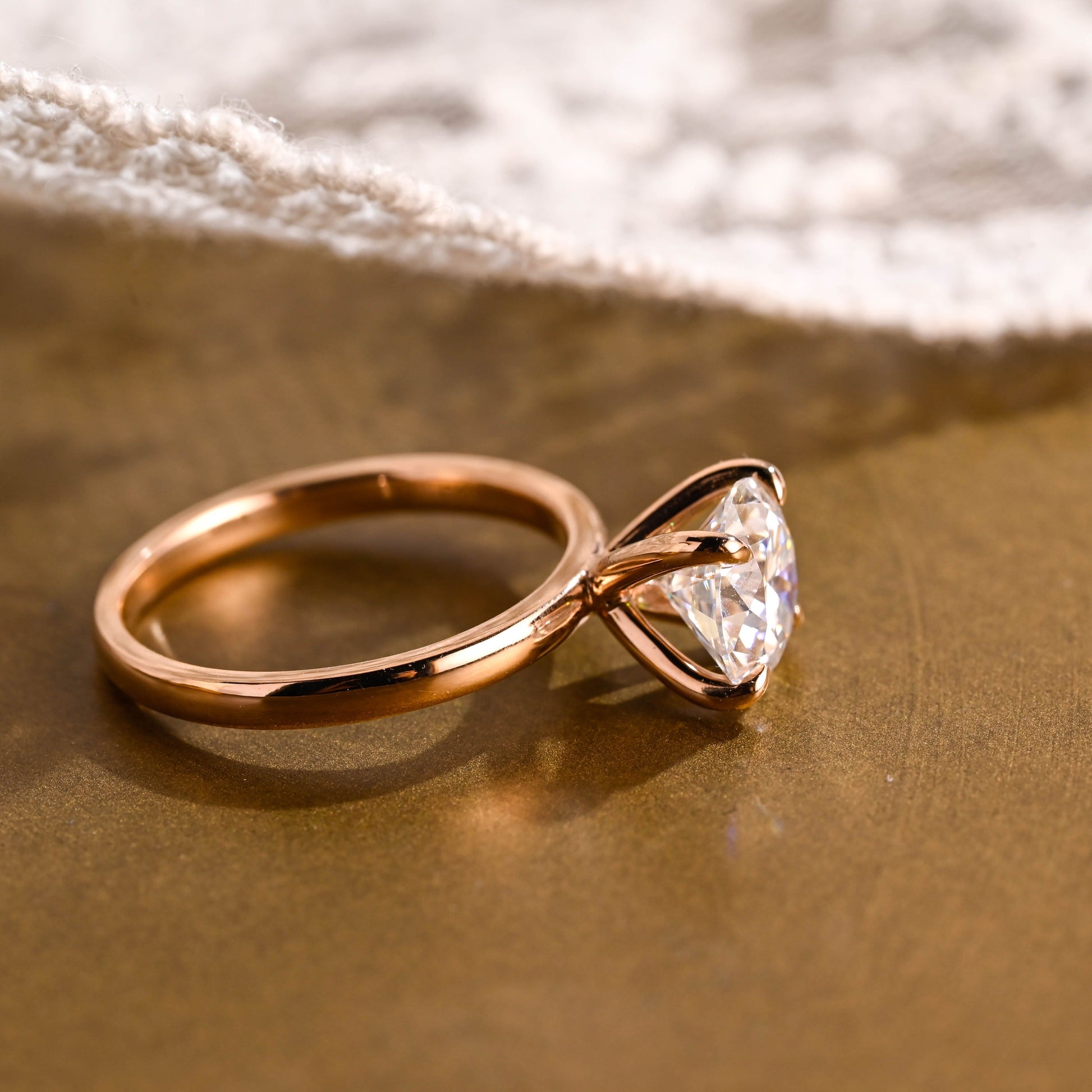 SquareJewelry round cut moissanite engagement ring Solitaire Round Cut Moissanite Engagement Ring
