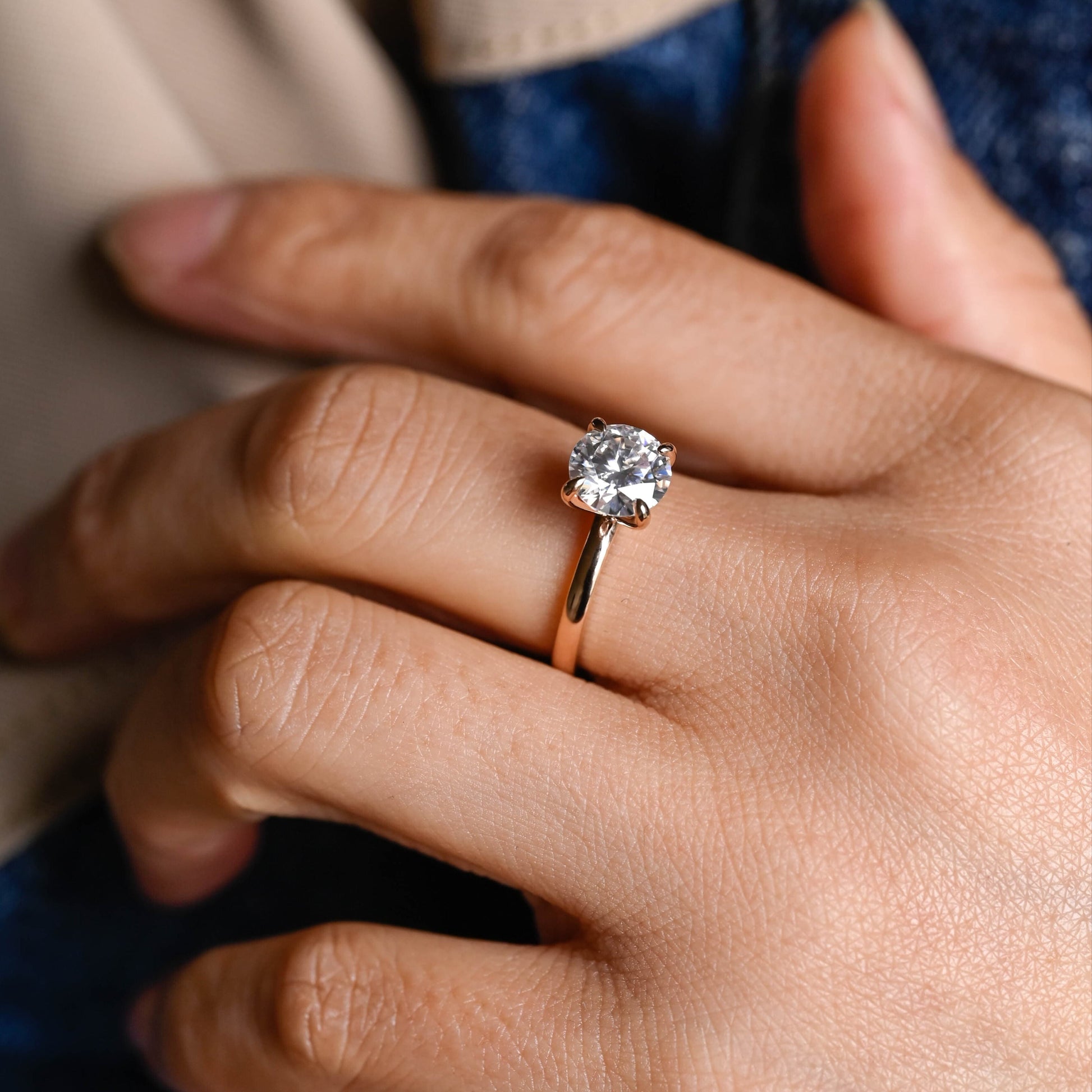 SquareJewelry round cut moissanite engagement ring Solitaire Round Cut Moissanite Engagement Ring
