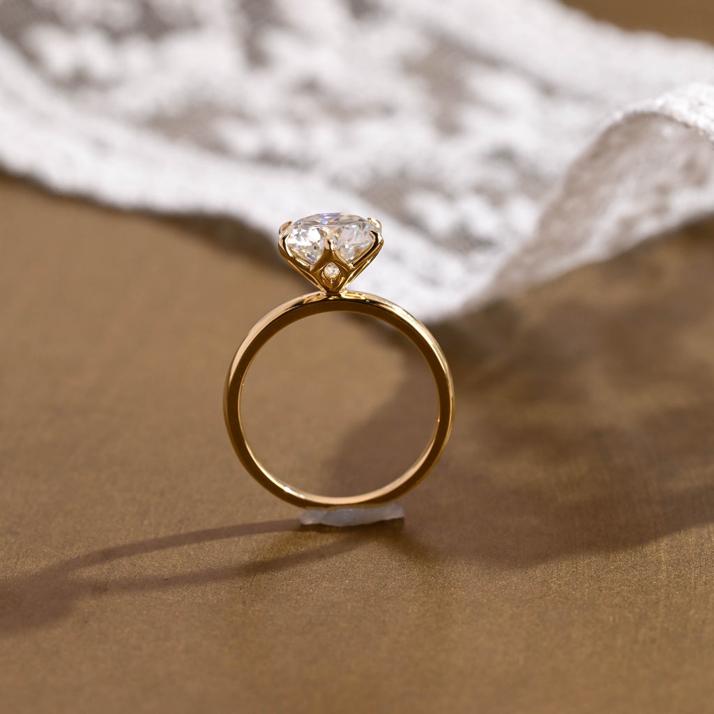 SquareJewelry round cut moissanite engagement ring Solitaire Tulip Round Cut Moissanite Engagement Ring