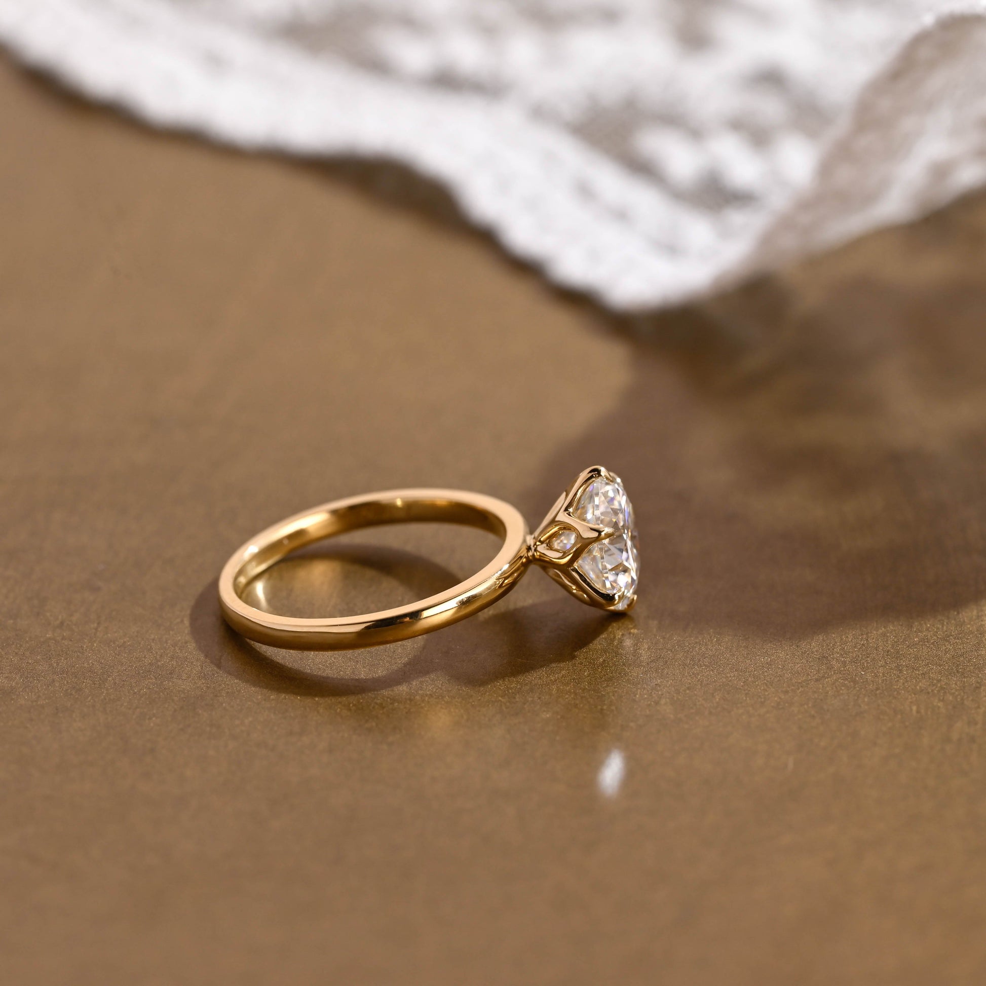 SquareJewelry round cut moissanite engagement ring Solitaire Tulip Round Cut Moissanite Engagement Ring