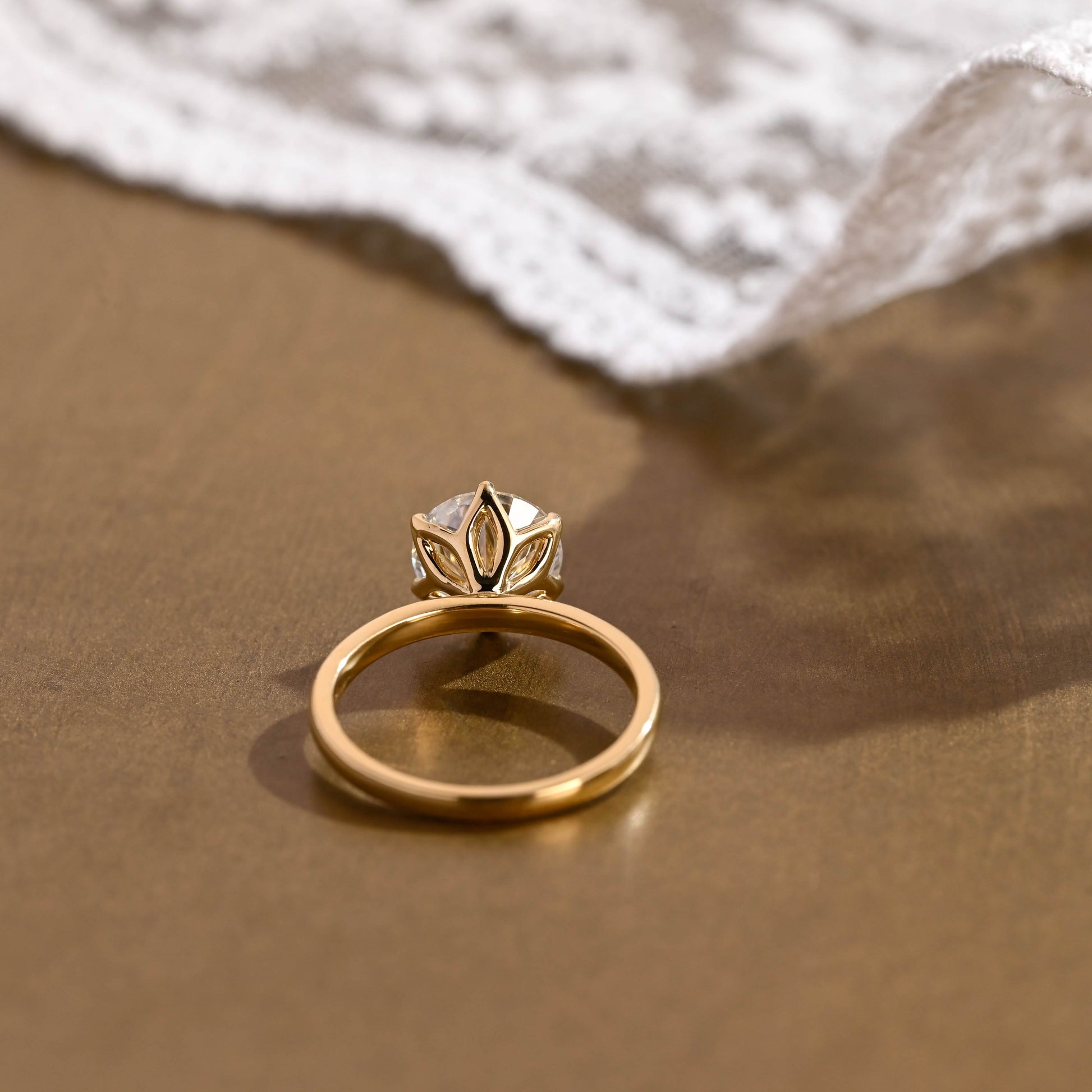 SquareJewelry round cut moissanite engagement ring Solitaire Tulip Round Cut Moissanite Engagement Ring