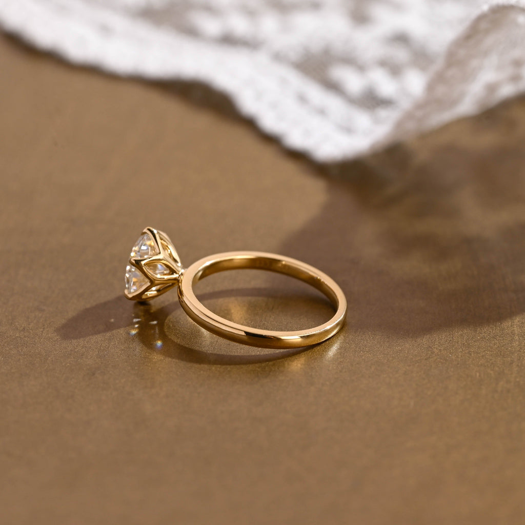 SquareJewelry round cut moissanite engagement ring Solitaire Tulip Round Cut Moissanite Engagement Ring