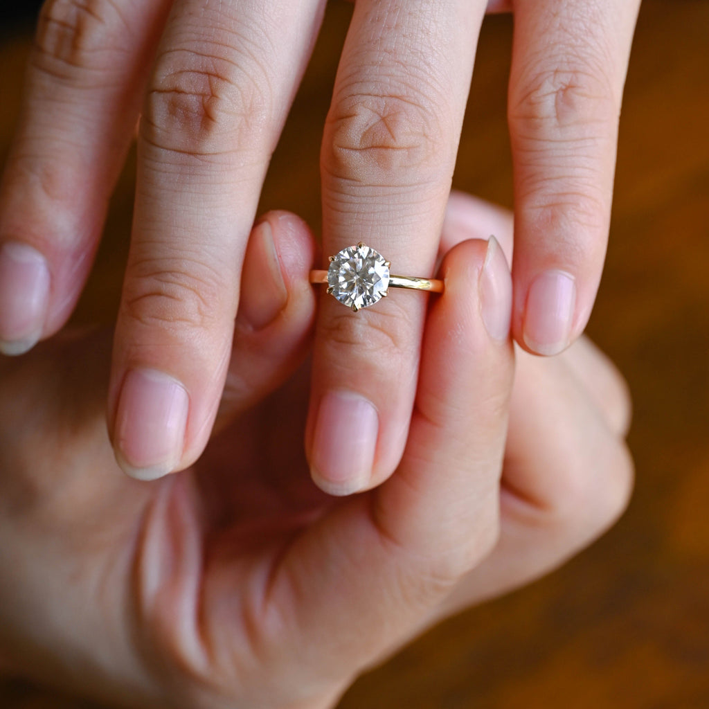 SquareJewelry round cut moissanite engagement ring Solitaire Tulip Round Cut Moissanite Engagement Ring