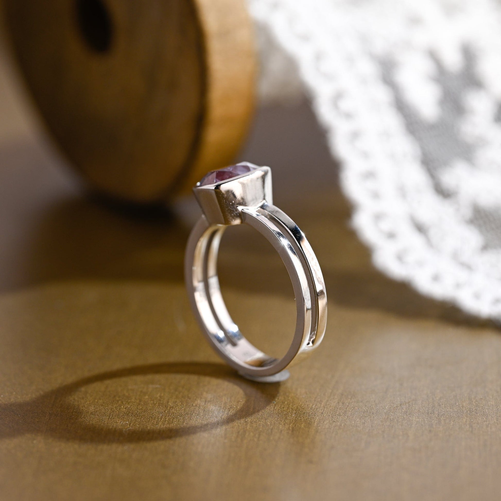 SquareJewelry trillion cut lab grown alexandrite engagement ring Solid Gold Double Shank Lab Grown Trillion Alexandrite Engagement Ring