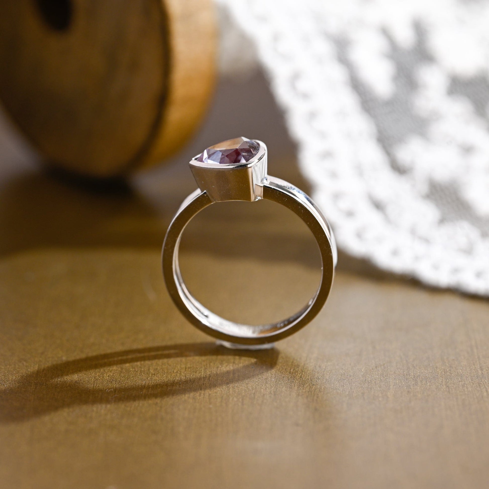 SquareJewelry trillion cut lab grown alexandrite engagement ring Solid Gold Double Shank Lab Grown Trillion Alexandrite Engagement Ring