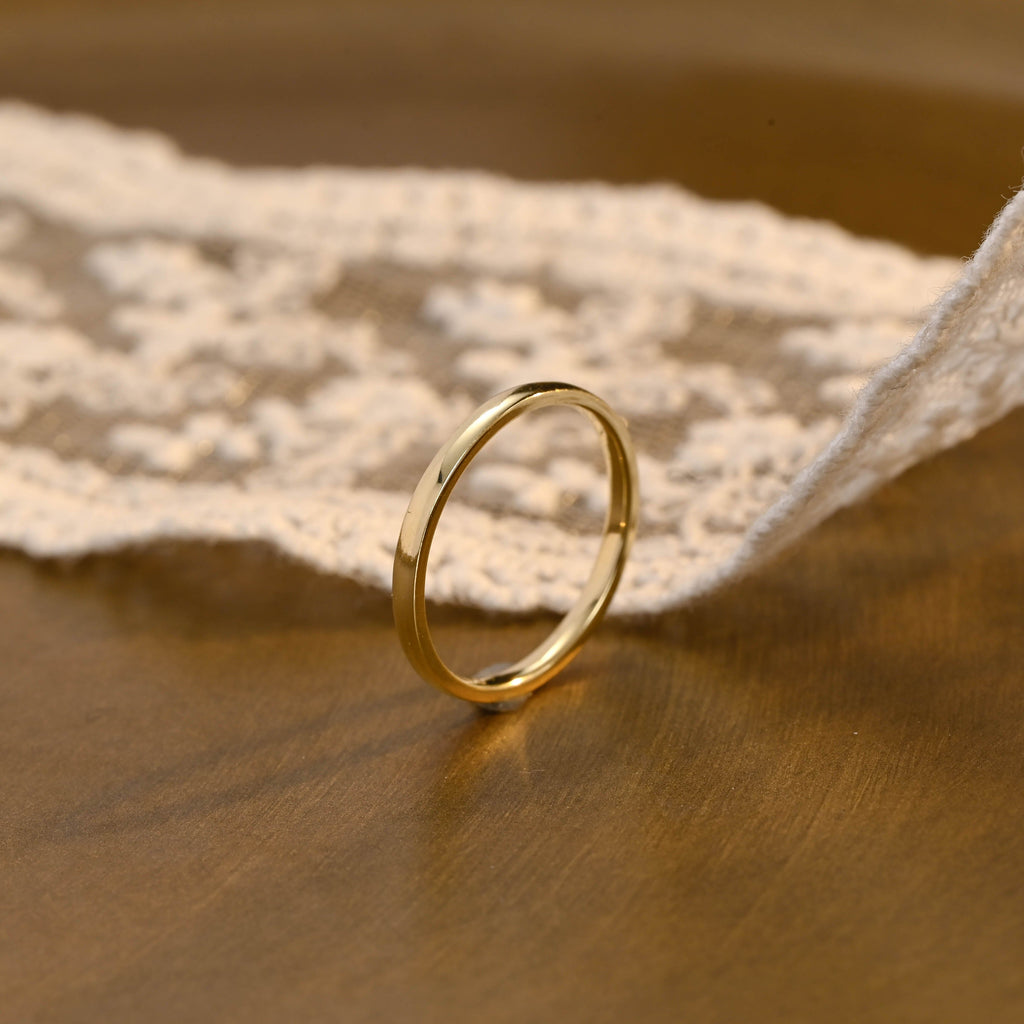 SquareJewelry women's wedding ring Solid Gold 1.8mm Width Plain Wedding Band