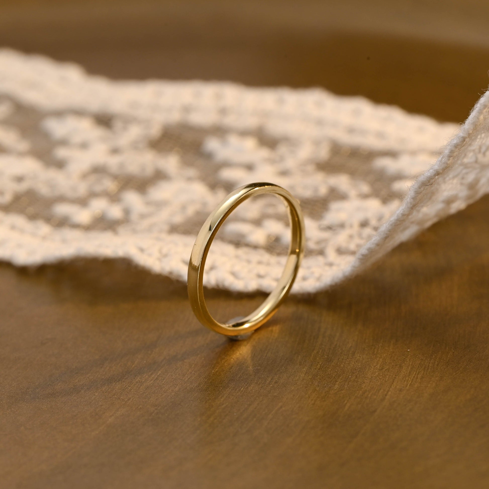 SquareJewelry women's wedding ring Solid Gold 1.8mm Width Plain Wedding Band