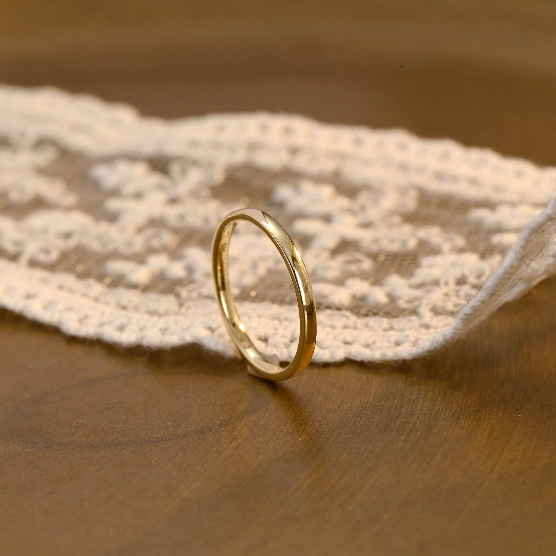 SquareJewelry women's wedding ring Solid Gold 1.8mm Width Plain Wedding Band