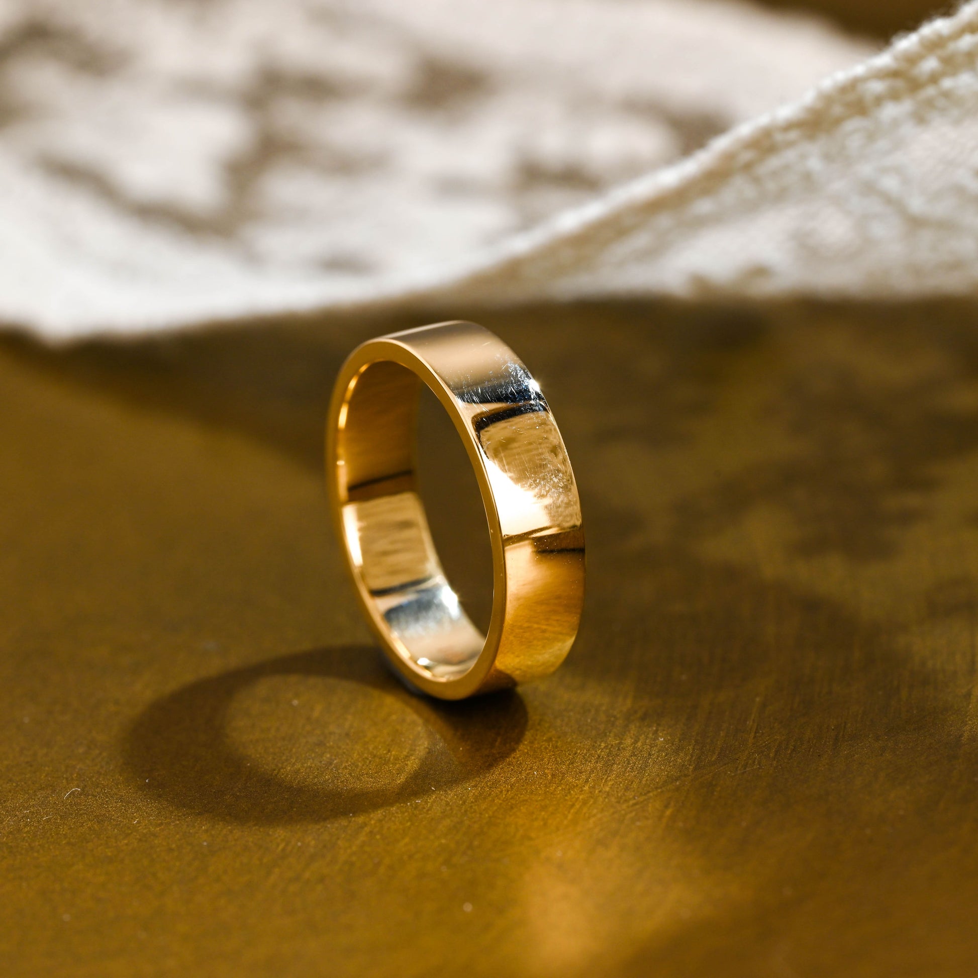 SquareJewelry women's wedding ring Solid Gold 5mm Width Plain Wedding Band for Women