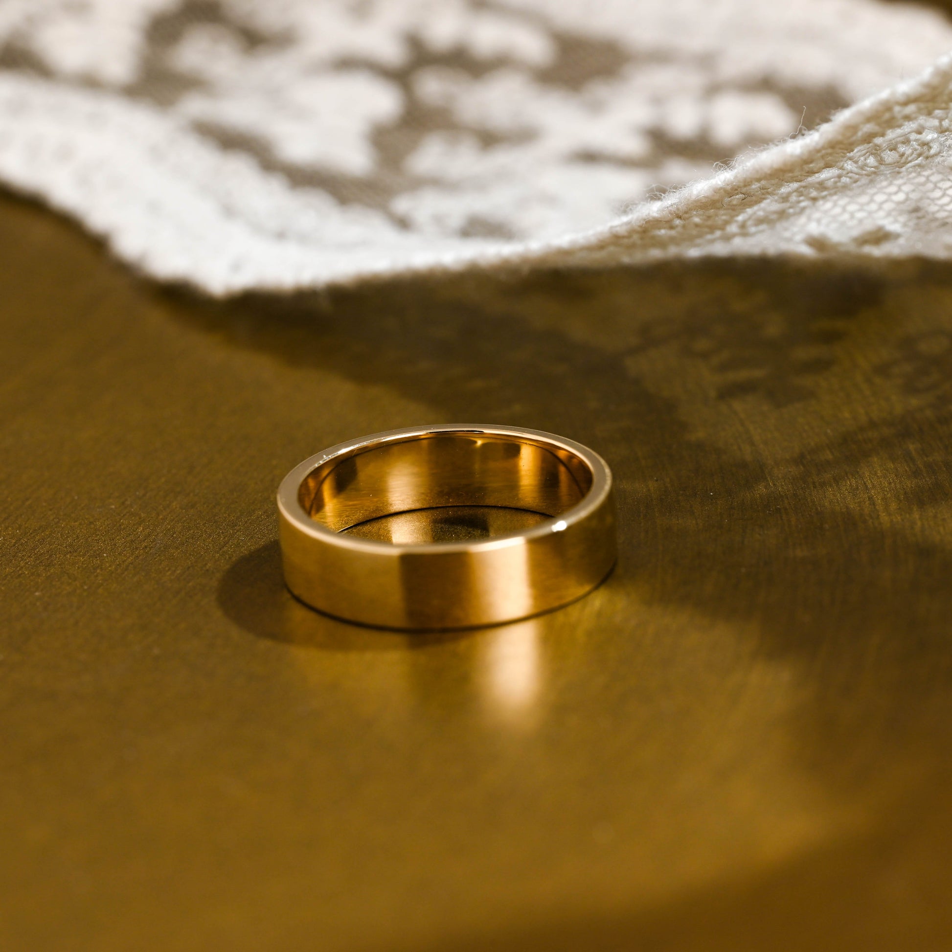 SquareJewelry women's wedding ring Solid Gold 5mm Width Plain Wedding Band for Women
