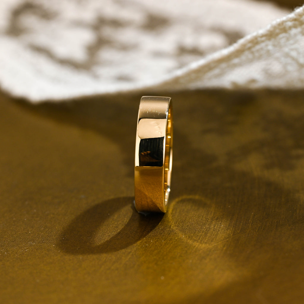 SquareJewelry women's wedding ring Solid Gold 5mm Width Plain Wedding Band for Women