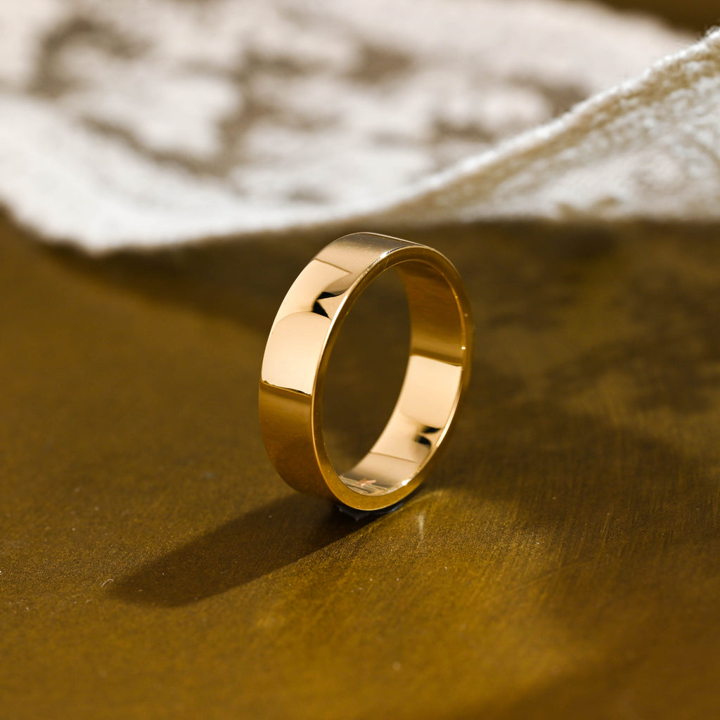 SquareJewelry women's wedding ring Solid Gold 5mm Width Plain Wedding Band for Women