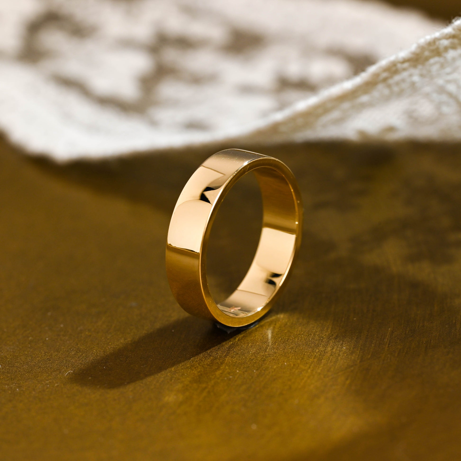 SquareJewelry women's wedding ring Solid Gold 5mm Width Plain Wedding Band for Women
