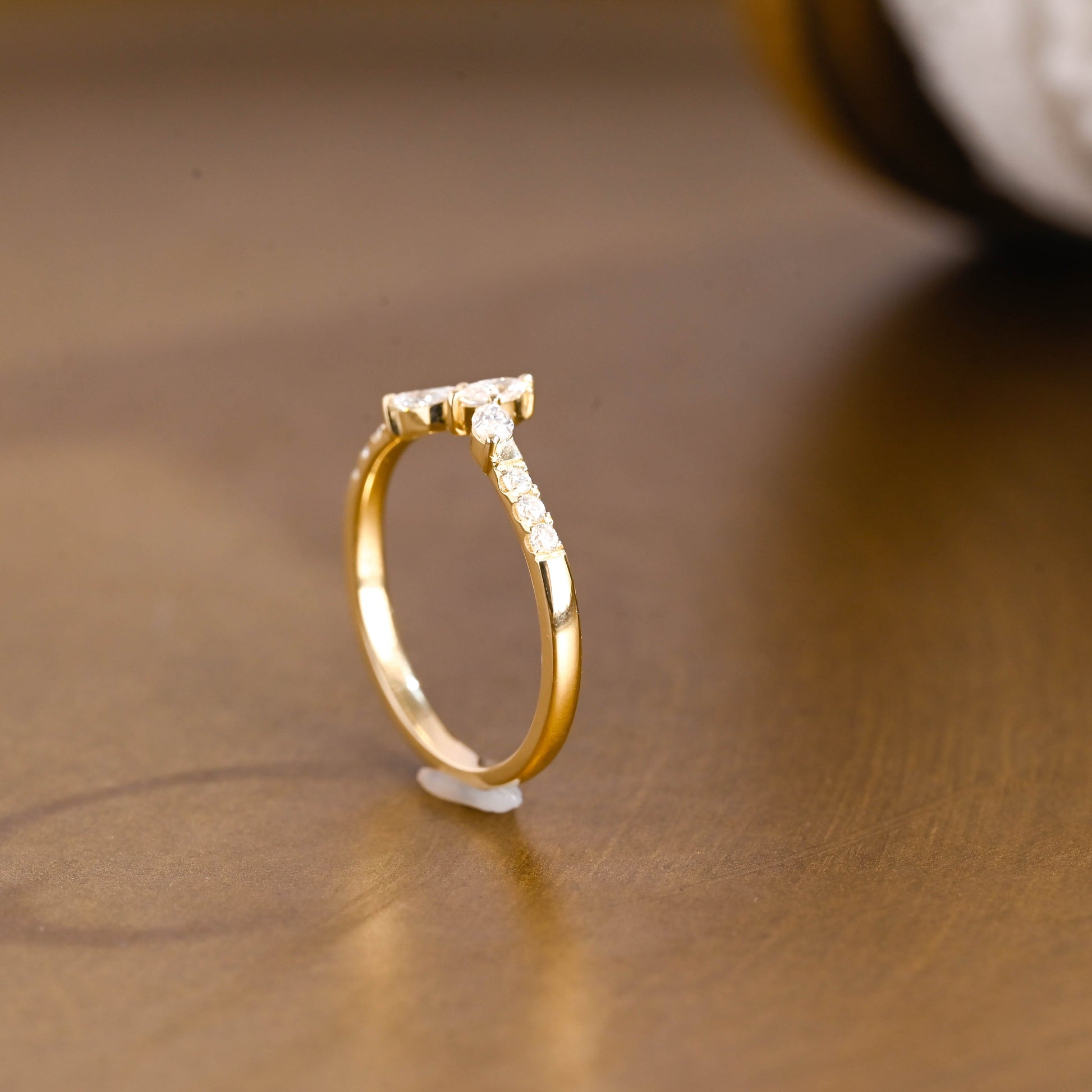 SquareJewelry women's wedding ring Solid Gold Curved Marquise Cut Moissanite Wedding Band